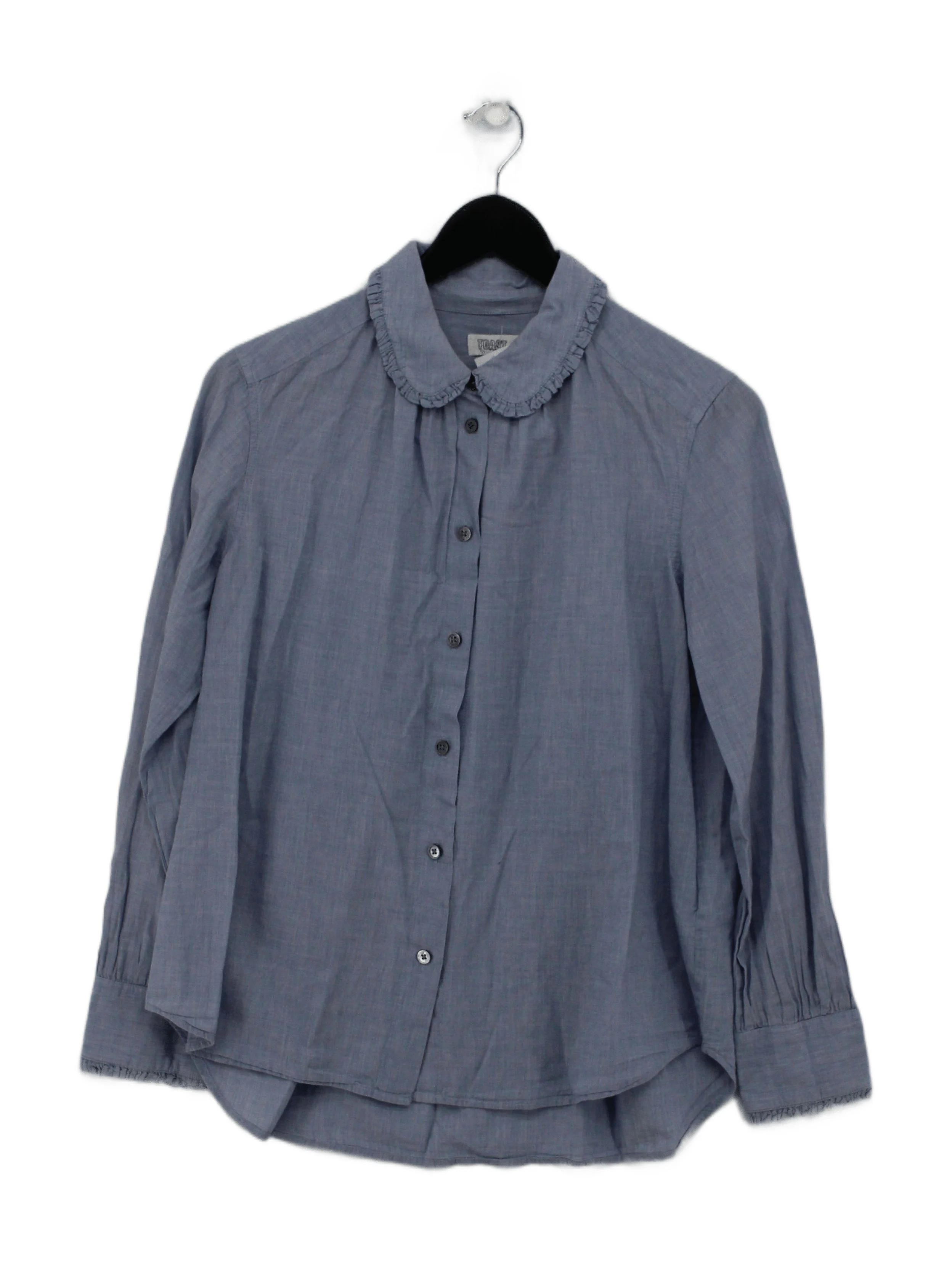 Toast Women's Shirt UK 12 Blue 100% Cotton Long Sleeve Collared Basic