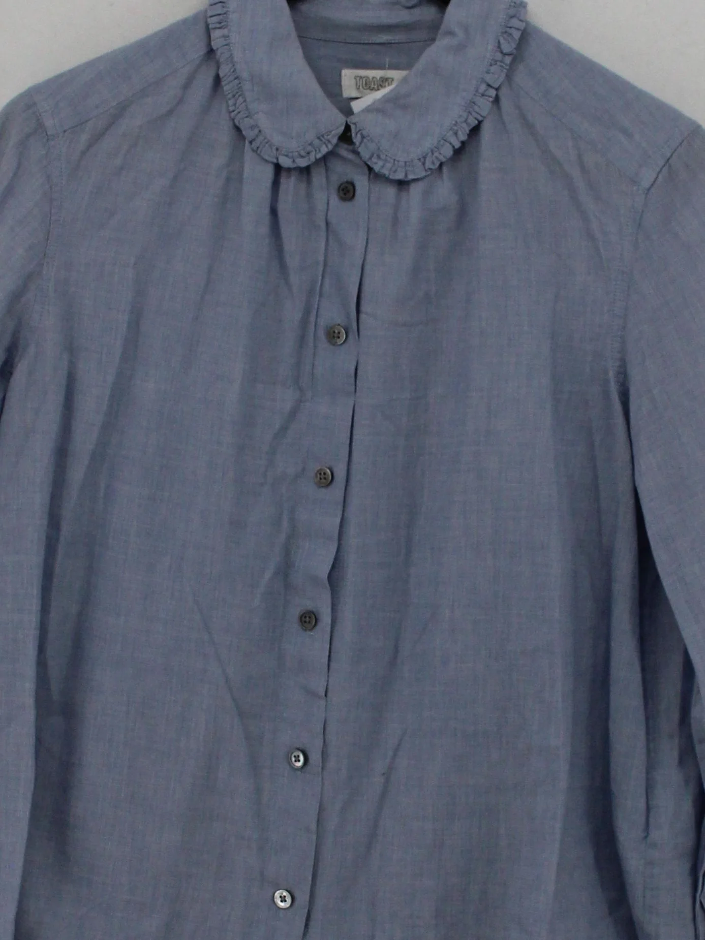 Toast Women's Shirt UK 12 Blue 100% Cotton Long Sleeve Collared Basic - Image 3