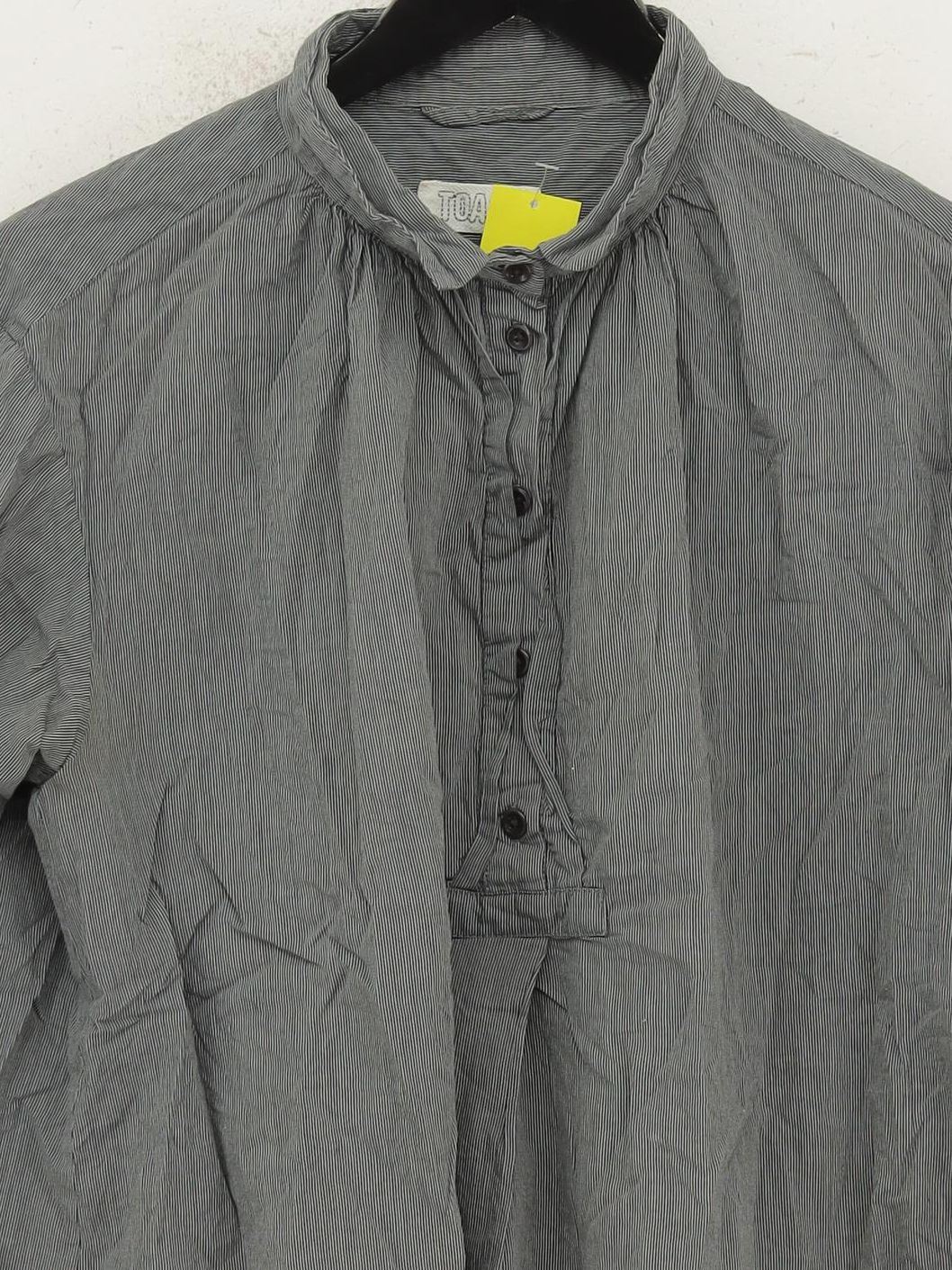 Toast Women's Shirt UK 14 Grey Striped 100% Cotton Long Sleeve Collared Basic - Image 3