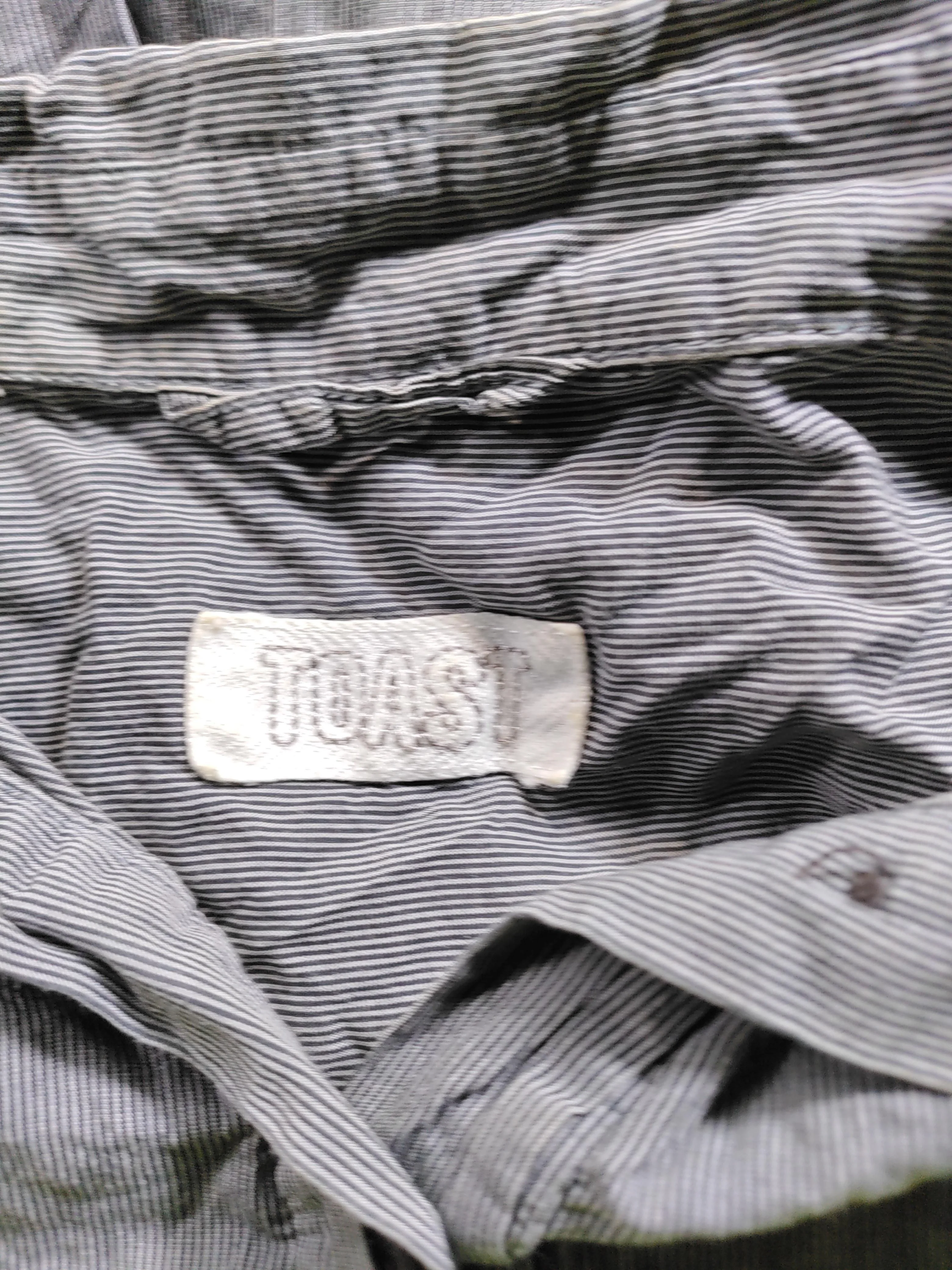 Toast Women's Shirt UK 14 Grey Striped 100% Cotton Long Sleeve Collared Basic - Image 6