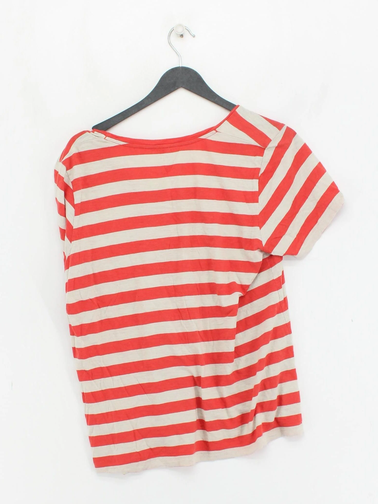 Toast Women's T-Shirt L Red Striped 100% Cotton Short Sleeve Round Neck Basic - Image 2