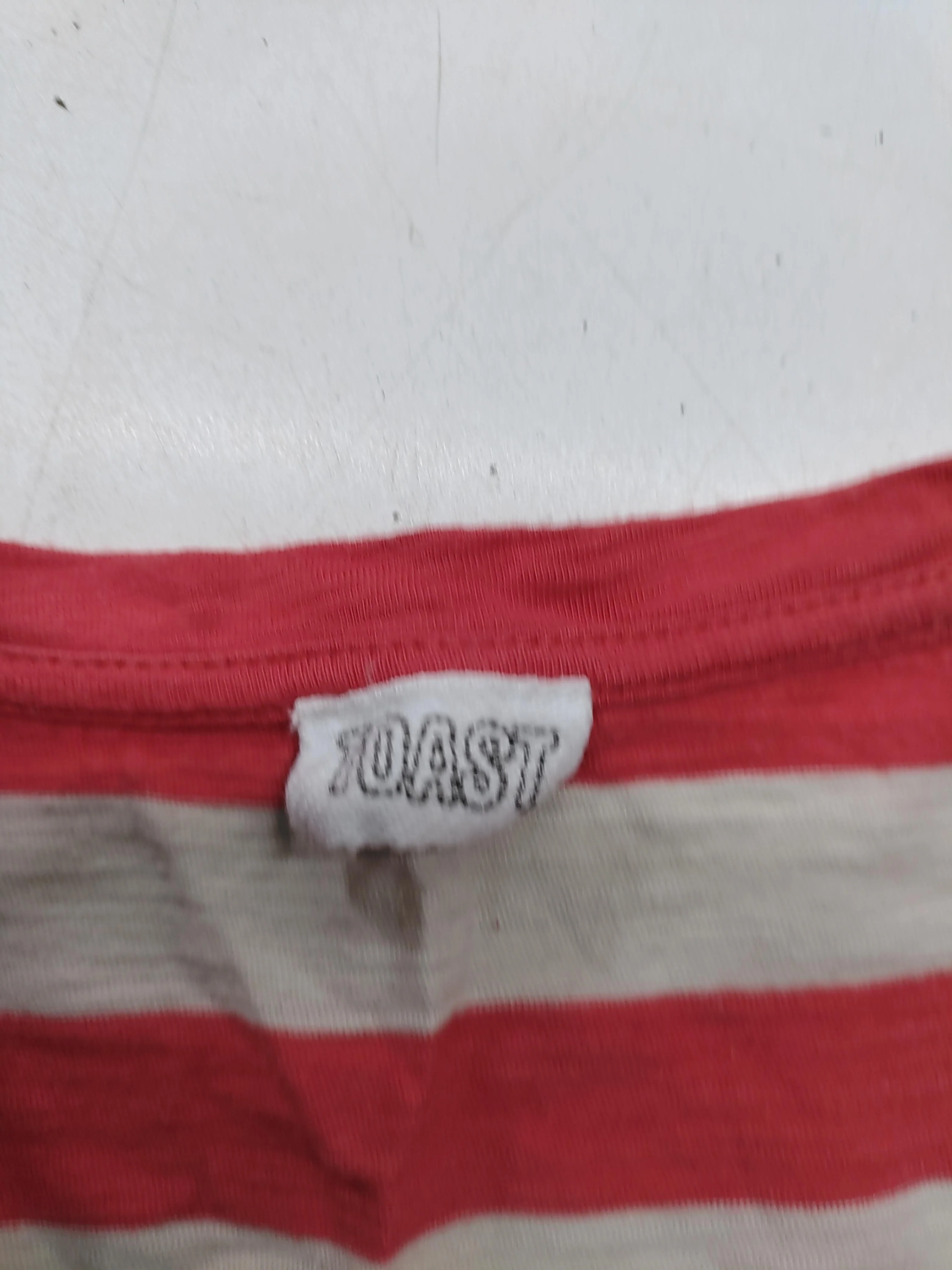 Toast Women's T-Shirt L Red Striped 100% Cotton Short Sleeve Round Neck Basic - Image 5