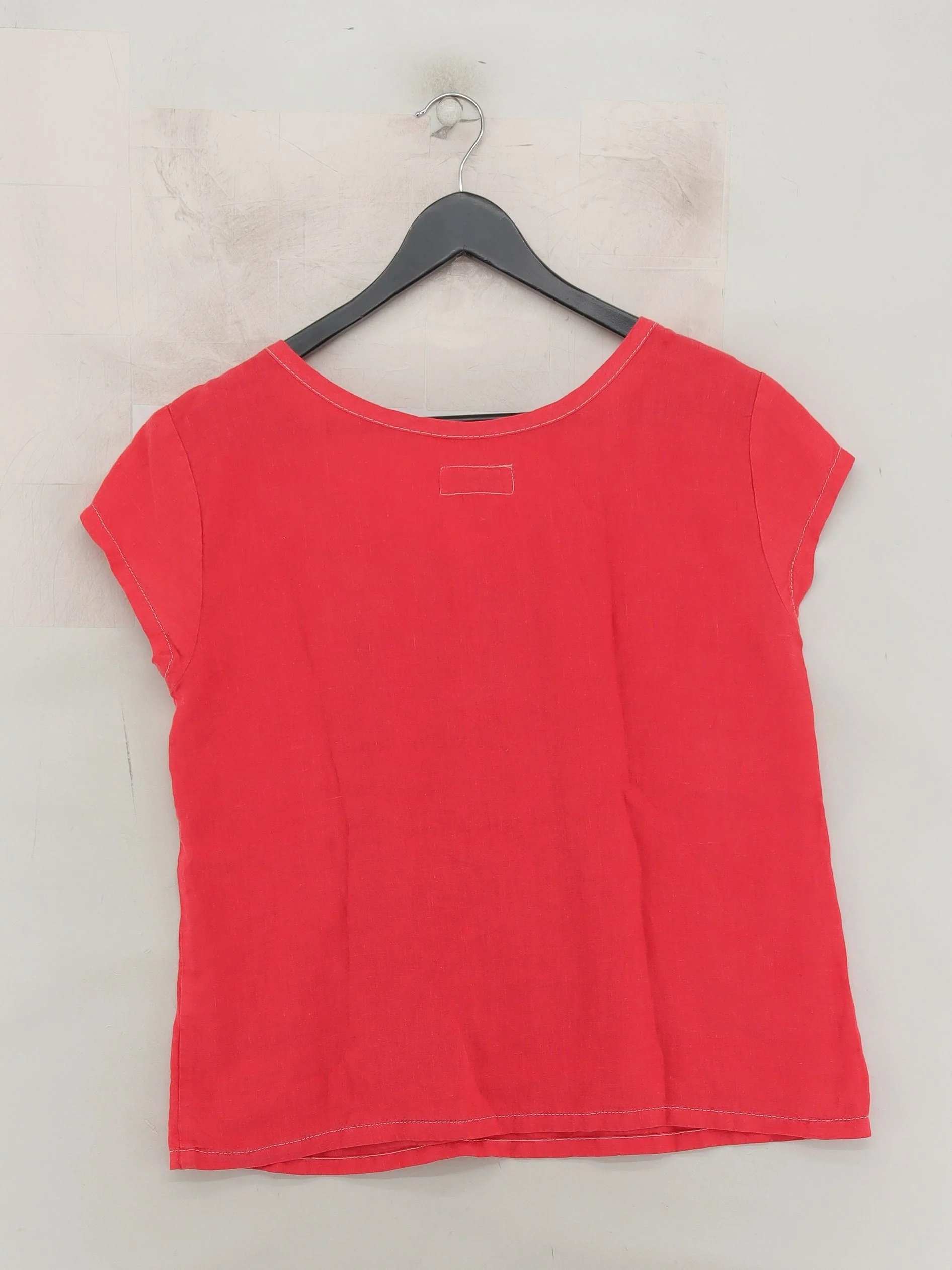 Toast Women's T-Shirt S Red 100% Linen Short Sleeve Round Neck Basic - Image 2
