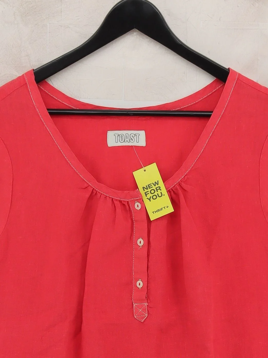 Toast Women's T-Shirt S Red 100% Linen Short Sleeve Round Neck Basic - Image 3