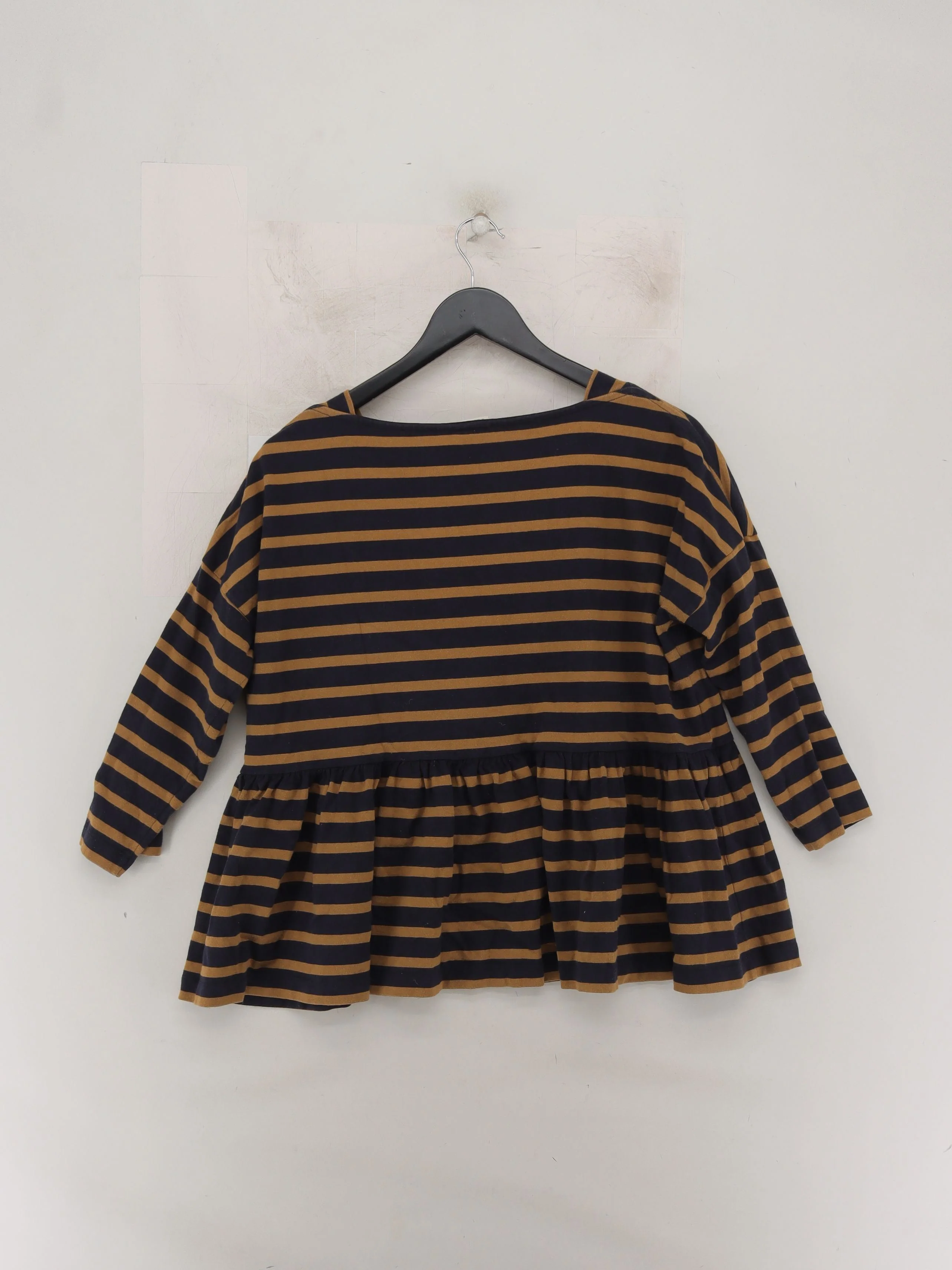 Toast Women's Top M Blue Striped 100% Cotton 3/4 Sleeve Round Neck Tunic - Image 2