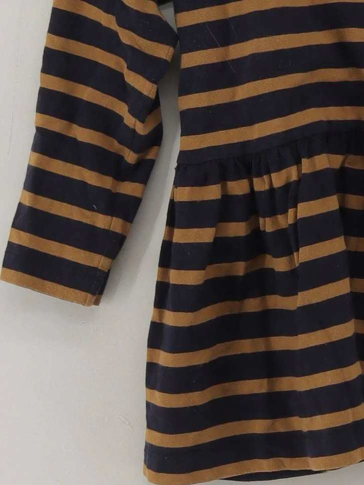 Toast Women's Top M Blue Striped 100% Cotton 3/4 Sleeve Round Neck Tunic - Image 4