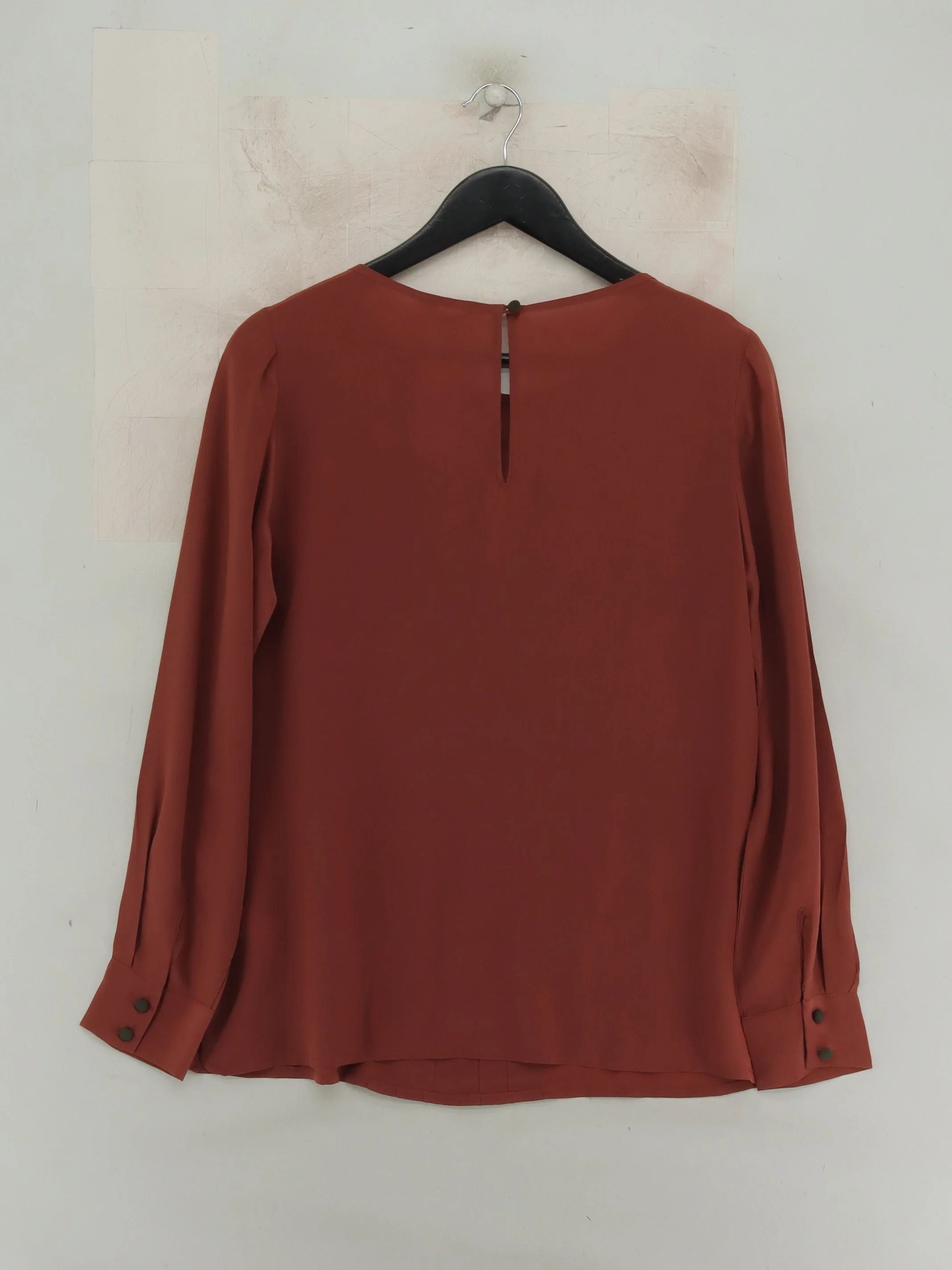 Toast Women's Top UK 12 Brown 100% Silk Long Sleeve Round Neck Basic - Image 2