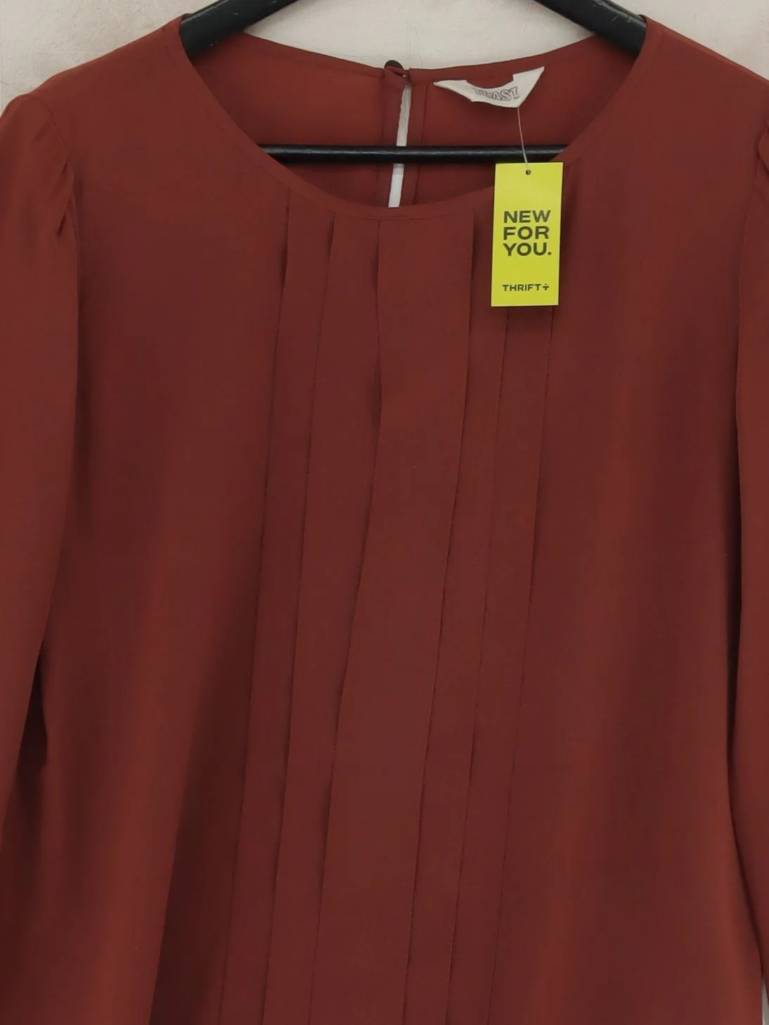 Toast Women's Top UK 12 Brown 100% Silk Long Sleeve Round Neck Basic - Image 3