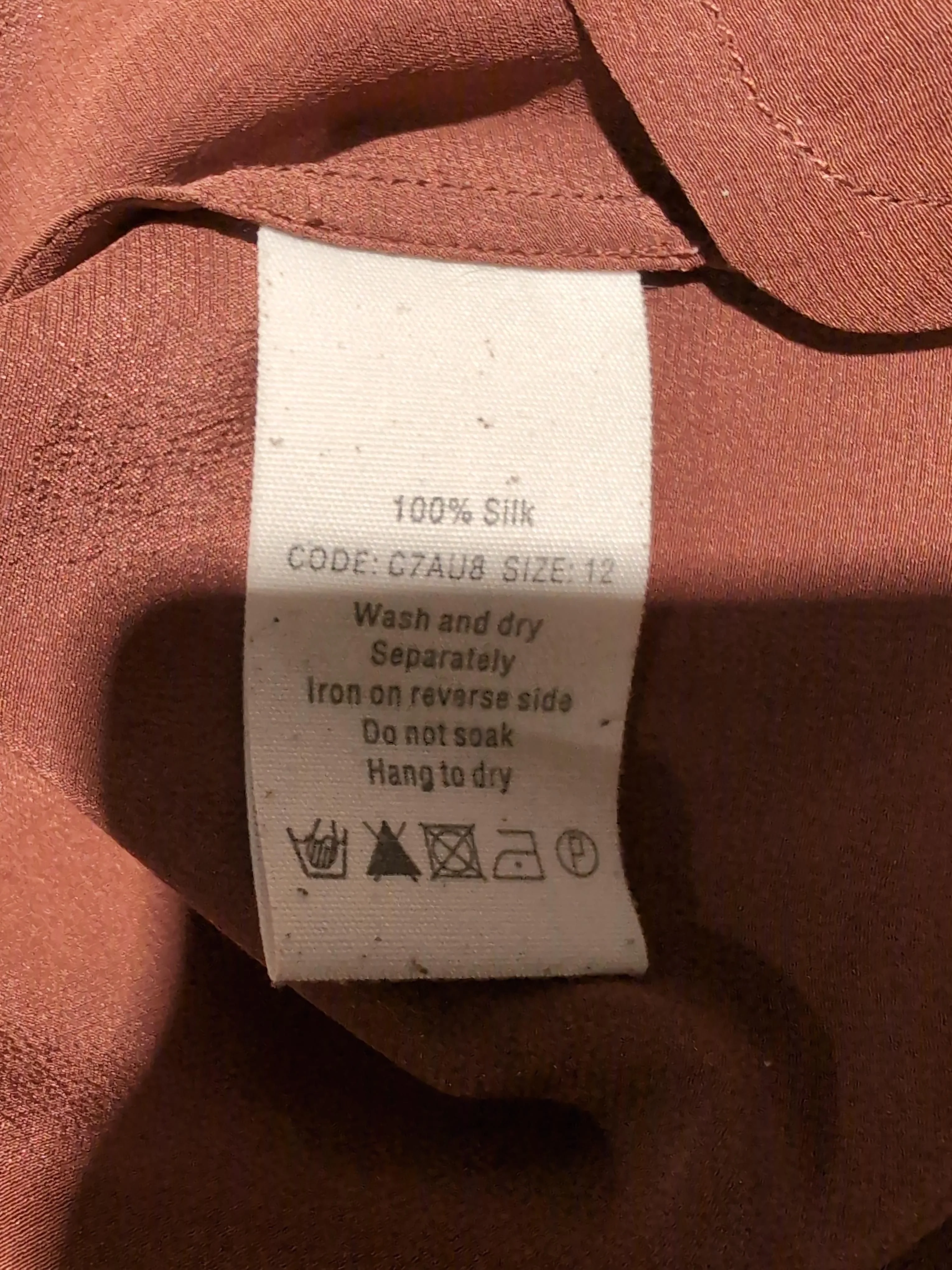 Toast Women's Top UK 12 Brown 100% Silk Long Sleeve Round Neck Basic - Image 6