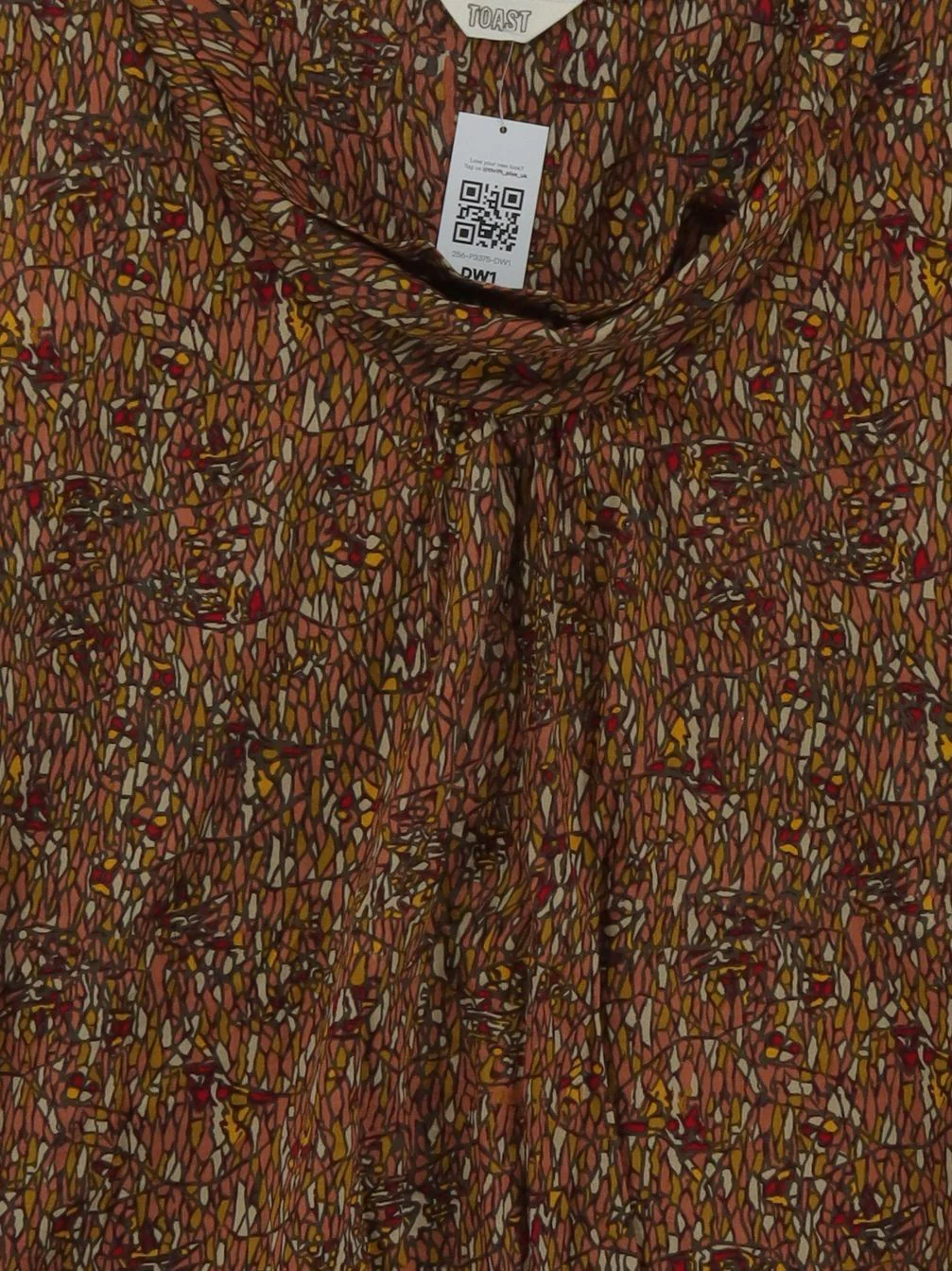 Toast Women's Top UK 16 Brown Geometric 100% Cotton Sleeveless V-Neck Basic - Image 3