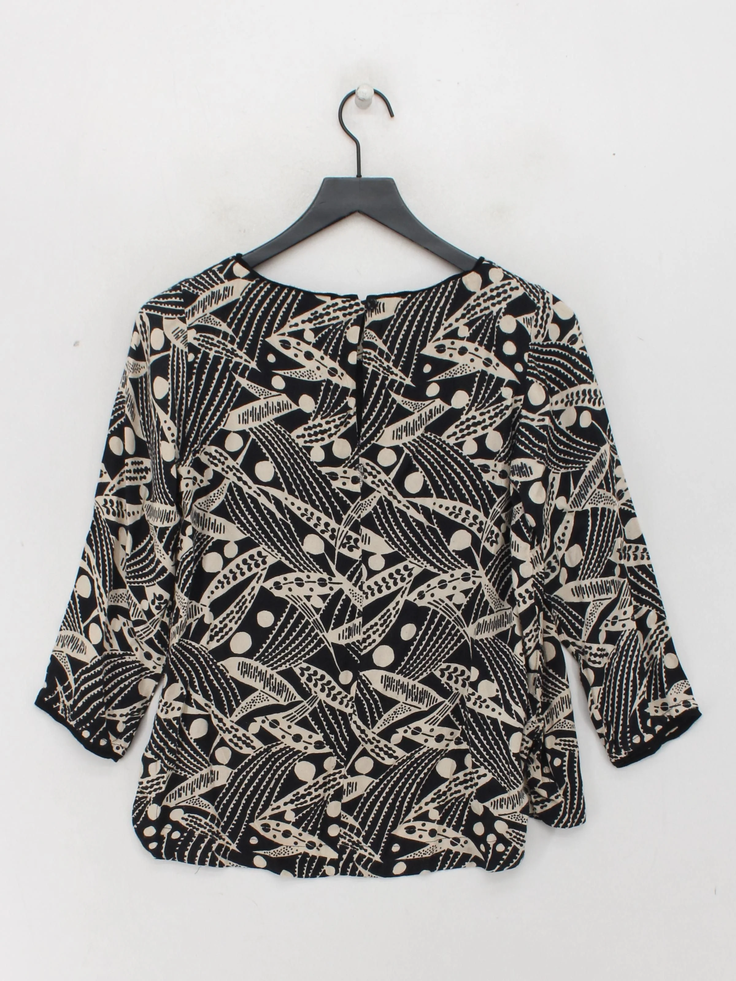 Toast Women's Top UK 8 Multi Geometric 100% Viscose 3/4 Sleeve Round Neck Basic - Image 2