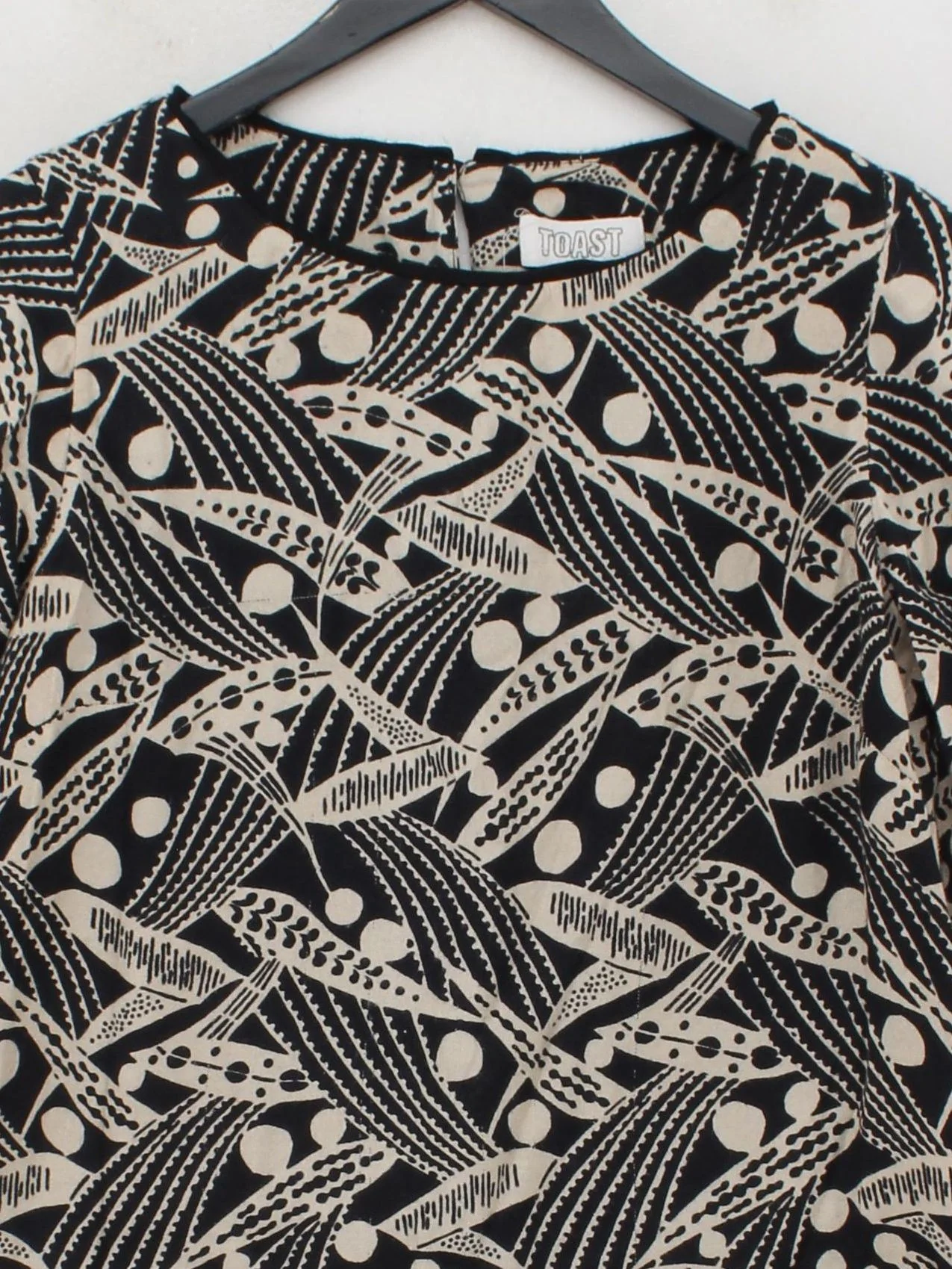 Toast Women's Top UK 8 Multi Geometric 100% Viscose 3/4 Sleeve Round Neck Basic - Image 3