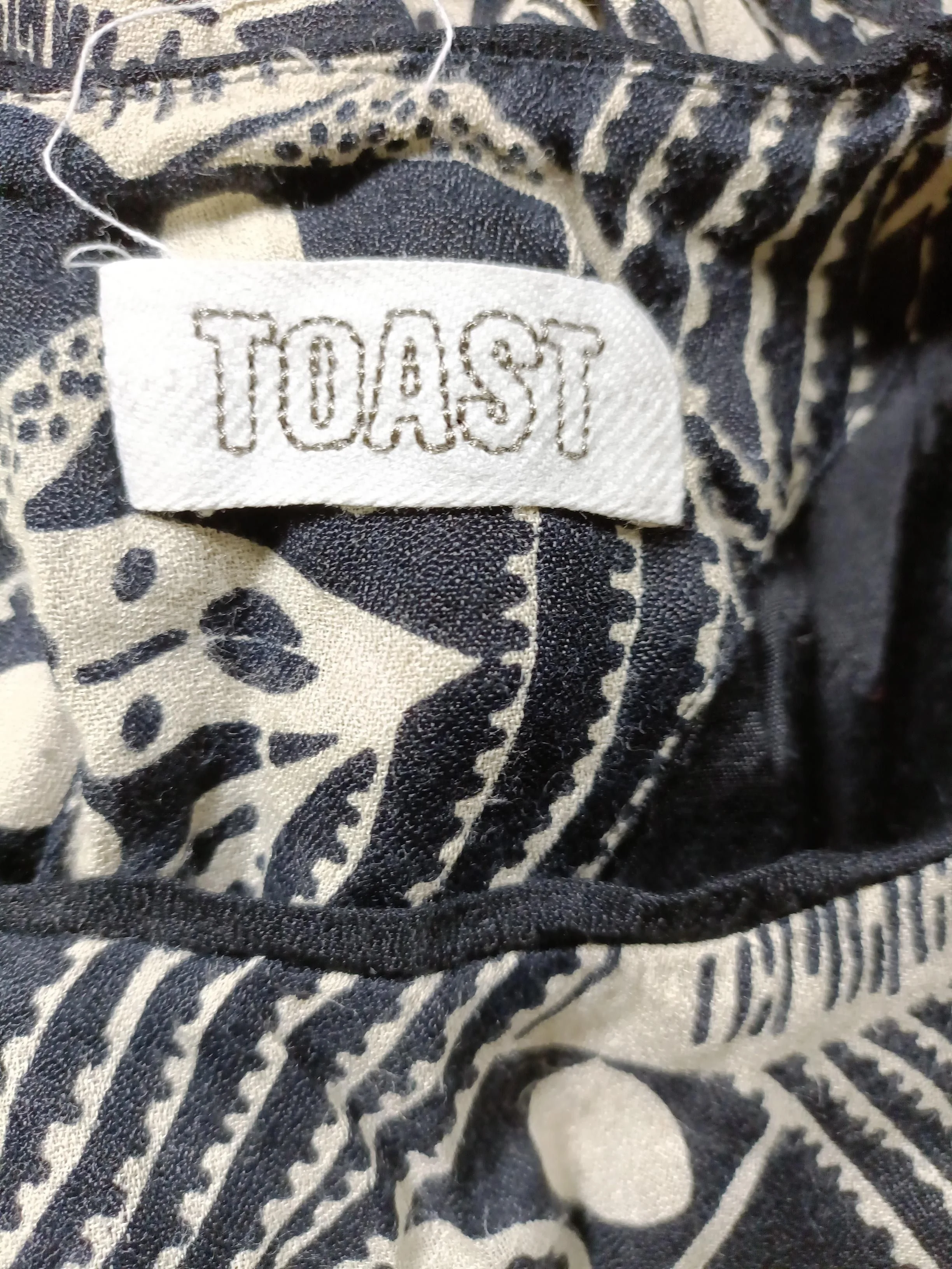 Toast Women's Top UK 8 Multi Geometric 100% Viscose 3/4 Sleeve Round Neck Basic - Image 6