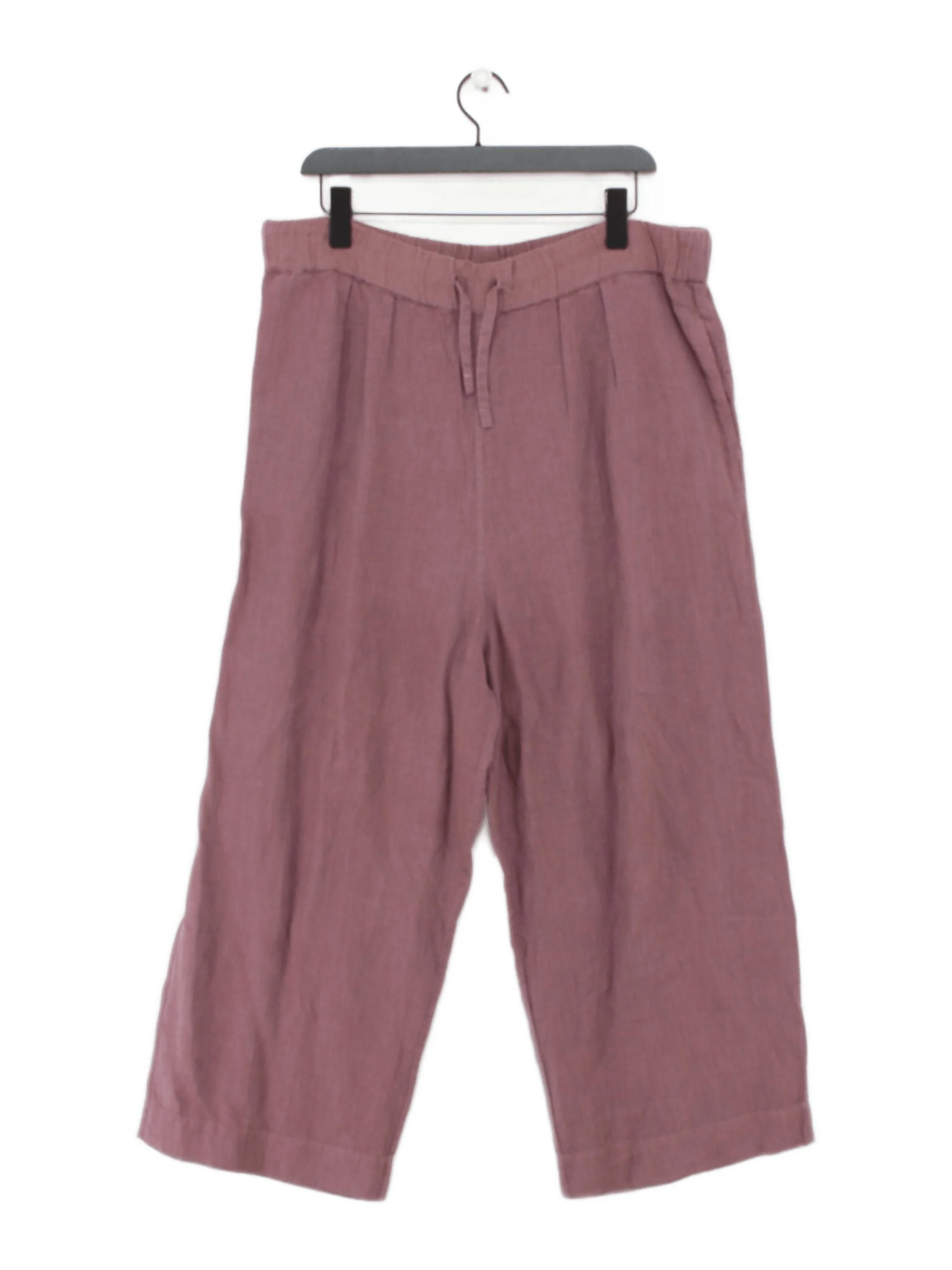 Toast Women's Trousers S Purple 100% Linen Wide-Leg Capri