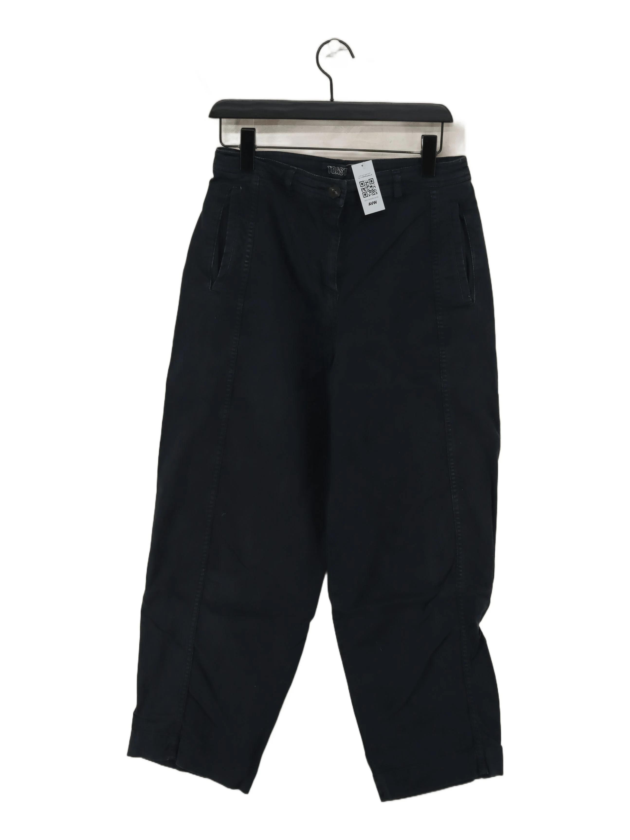 Toast Women's Trousers UK 8 Black Cotton with Elastane Wide-Leg Cropped