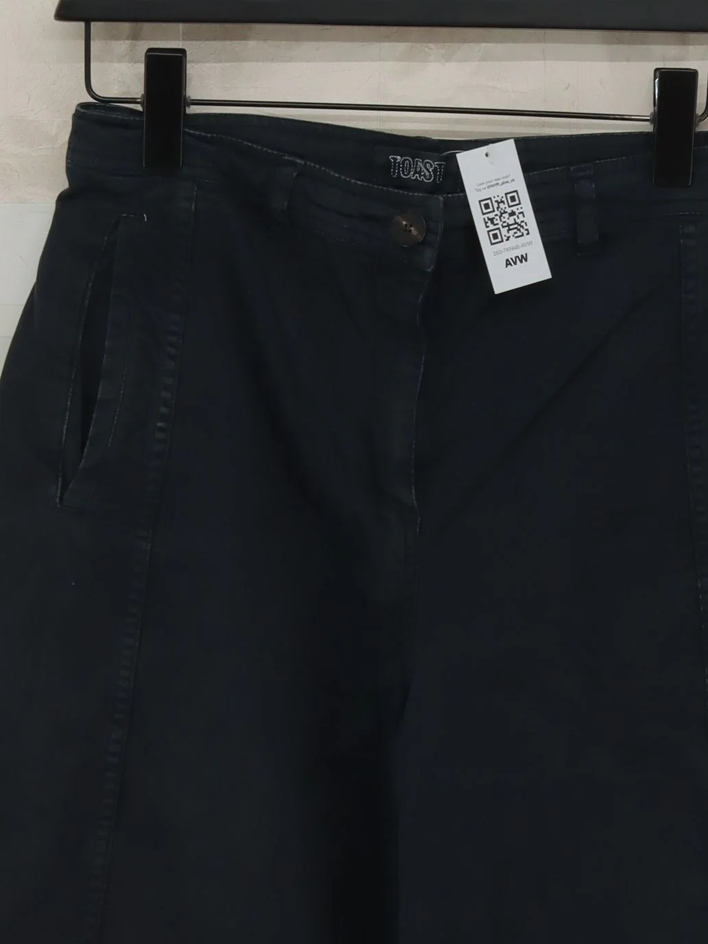 Toast Women's Trousers UK 8 Black Cotton with Elastane Wide-Leg Cropped - Image 3