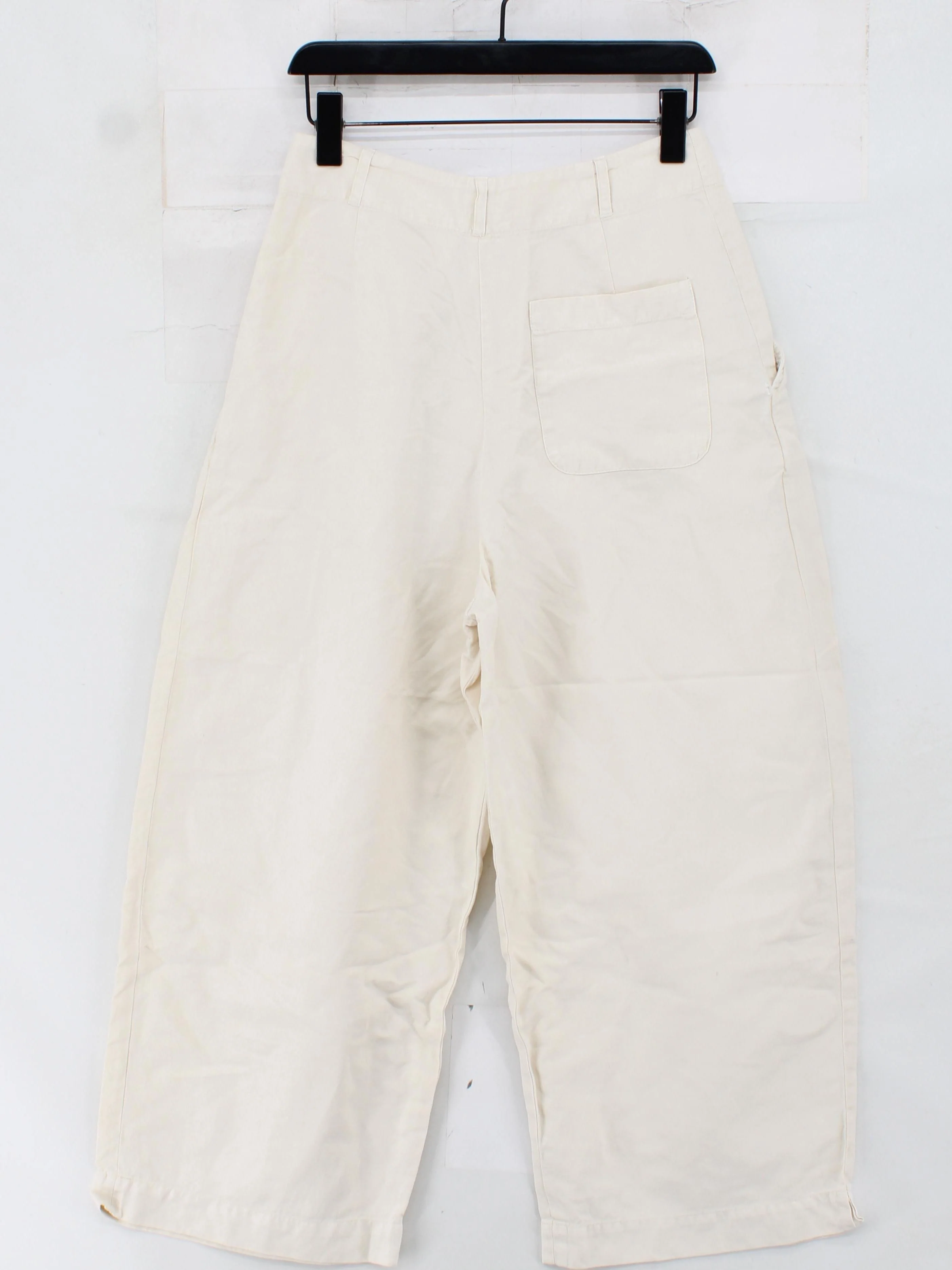 Toast Women's Trousers UK 8 Cream Cotton with Linen Wide-Leg Cropped - Image 2