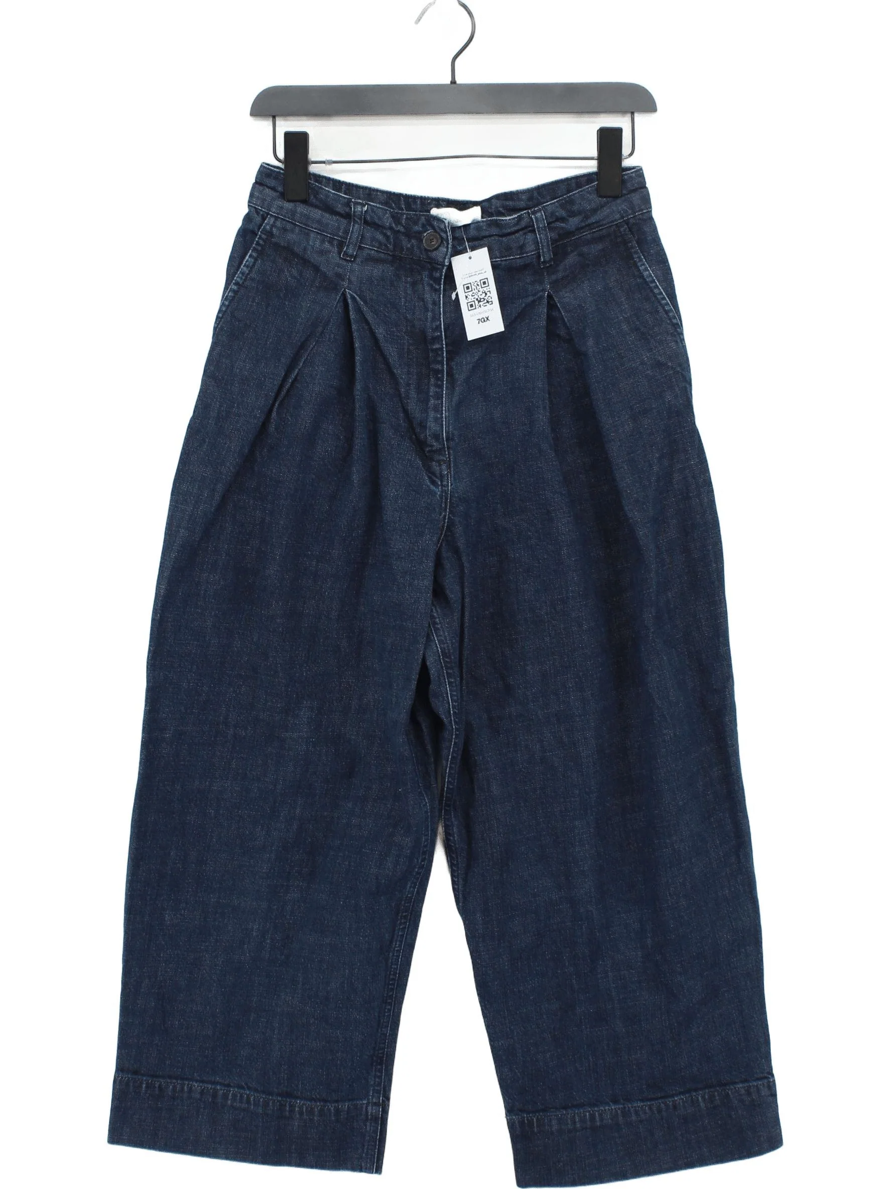 Toast Women's Trousers W 28 in Blue 100% Cotton Wide-Leg Cropped