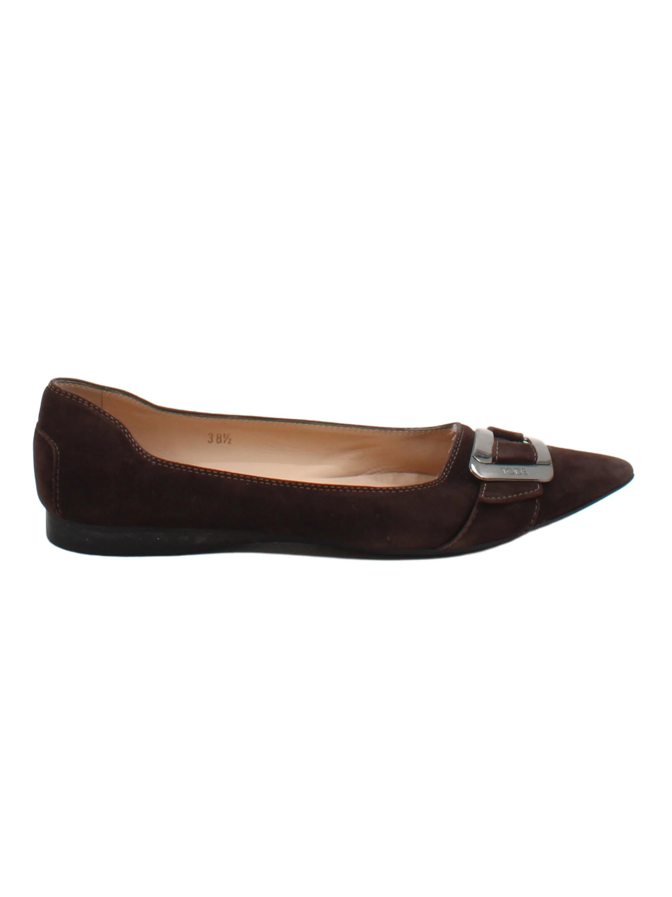 Tod's Women's Flat Shoes UK 5.5 Brown 100% Suede Ballet