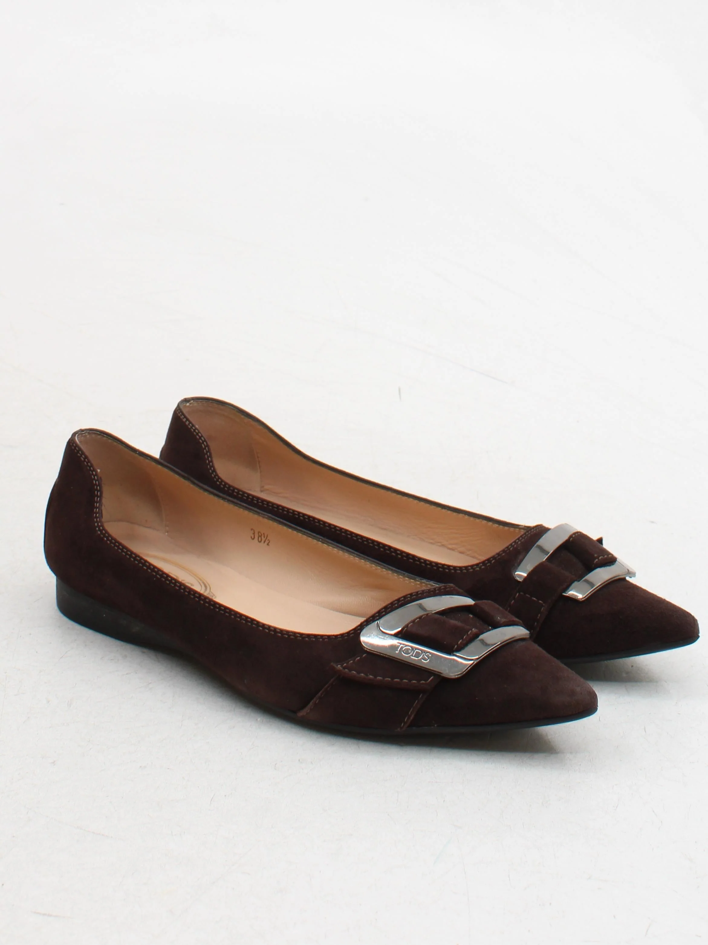 Tod's Women's Flat Shoes UK 5.5 Brown 100% Suede Ballet - Image 4