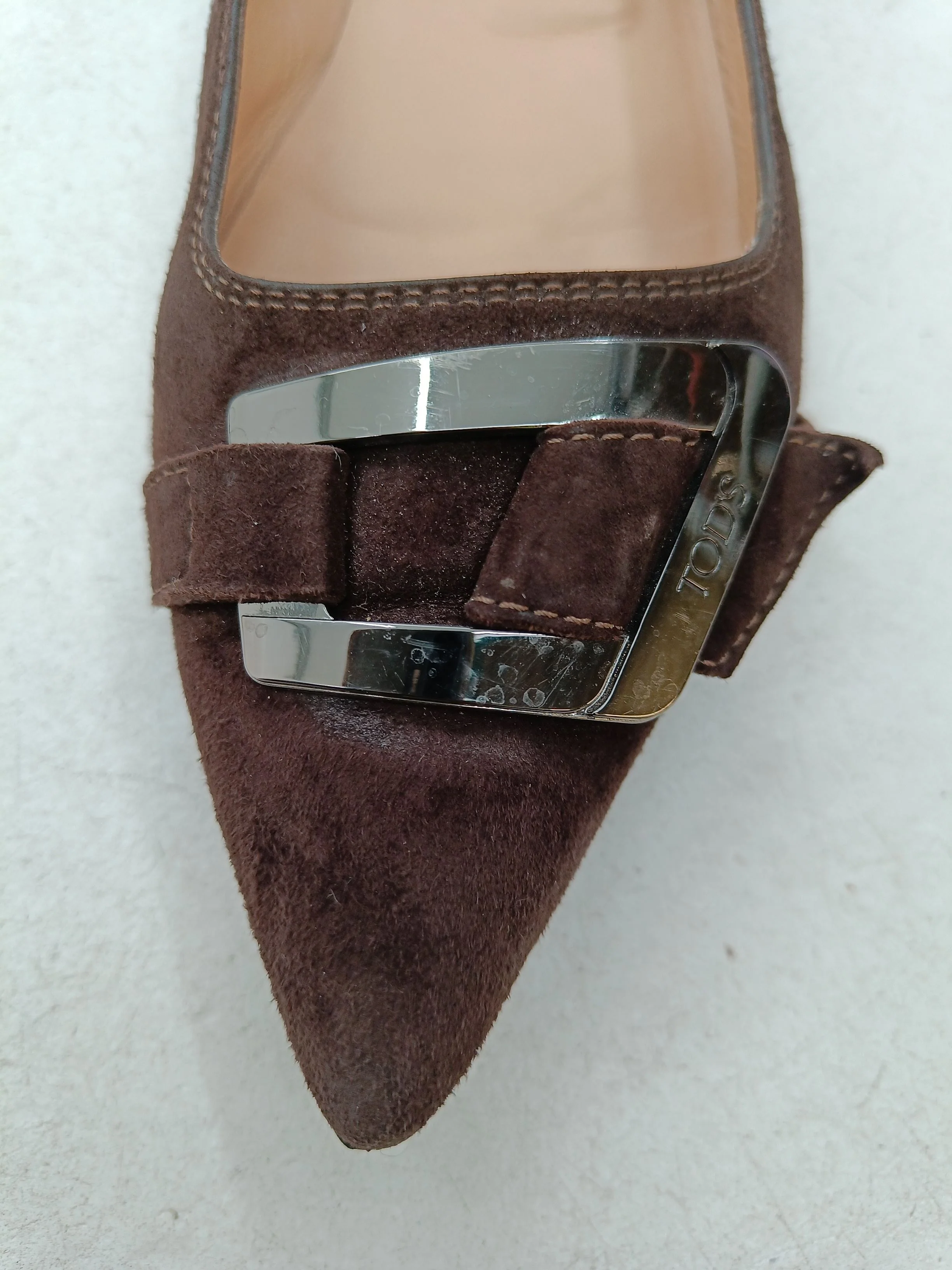 Tod's Women's Flat Shoes UK 5.5 Brown 100% Suede Ballet - Image 8