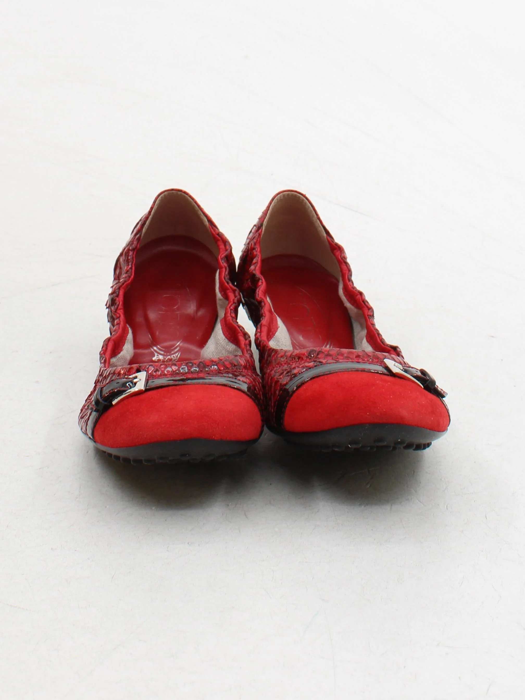 Tod's Women's Flat Shoes UK 6 Red Animal Print Leather with Suede, Other Ballet - Image 2