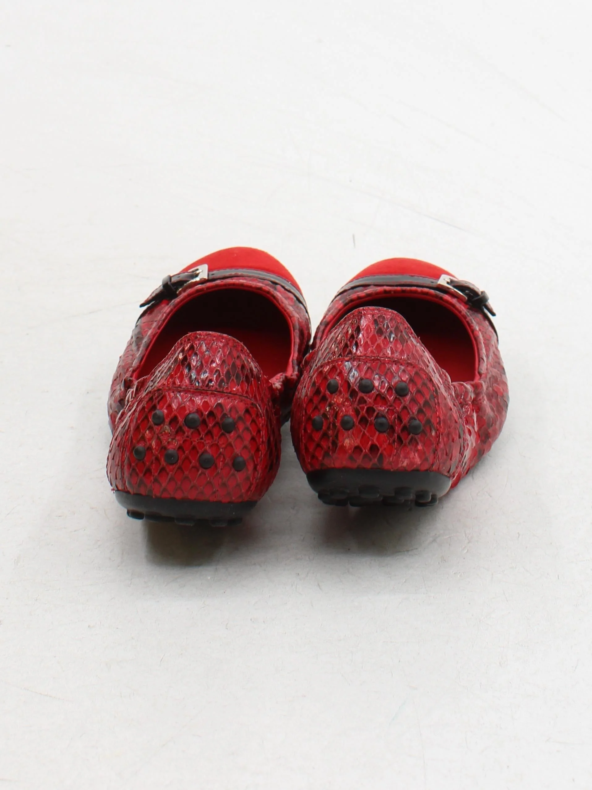 Tod's Women's Flat Shoes UK 6 Red Animal Print Leather with Suede, Other Ballet - Image 3