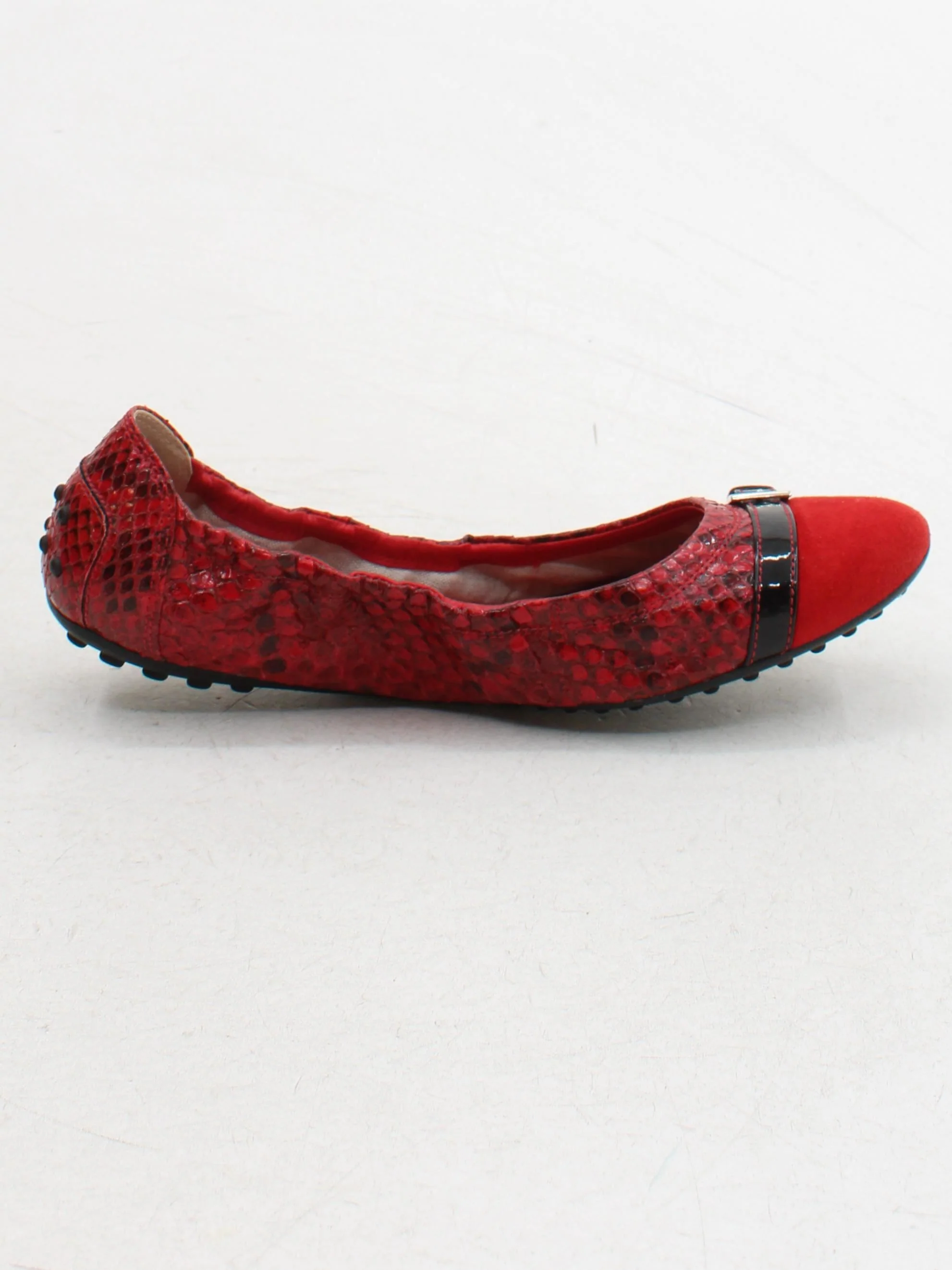 Tod's Women's Flat Shoes UK 6 Red Animal Print Leather with Suede, Other Ballet - Image 5