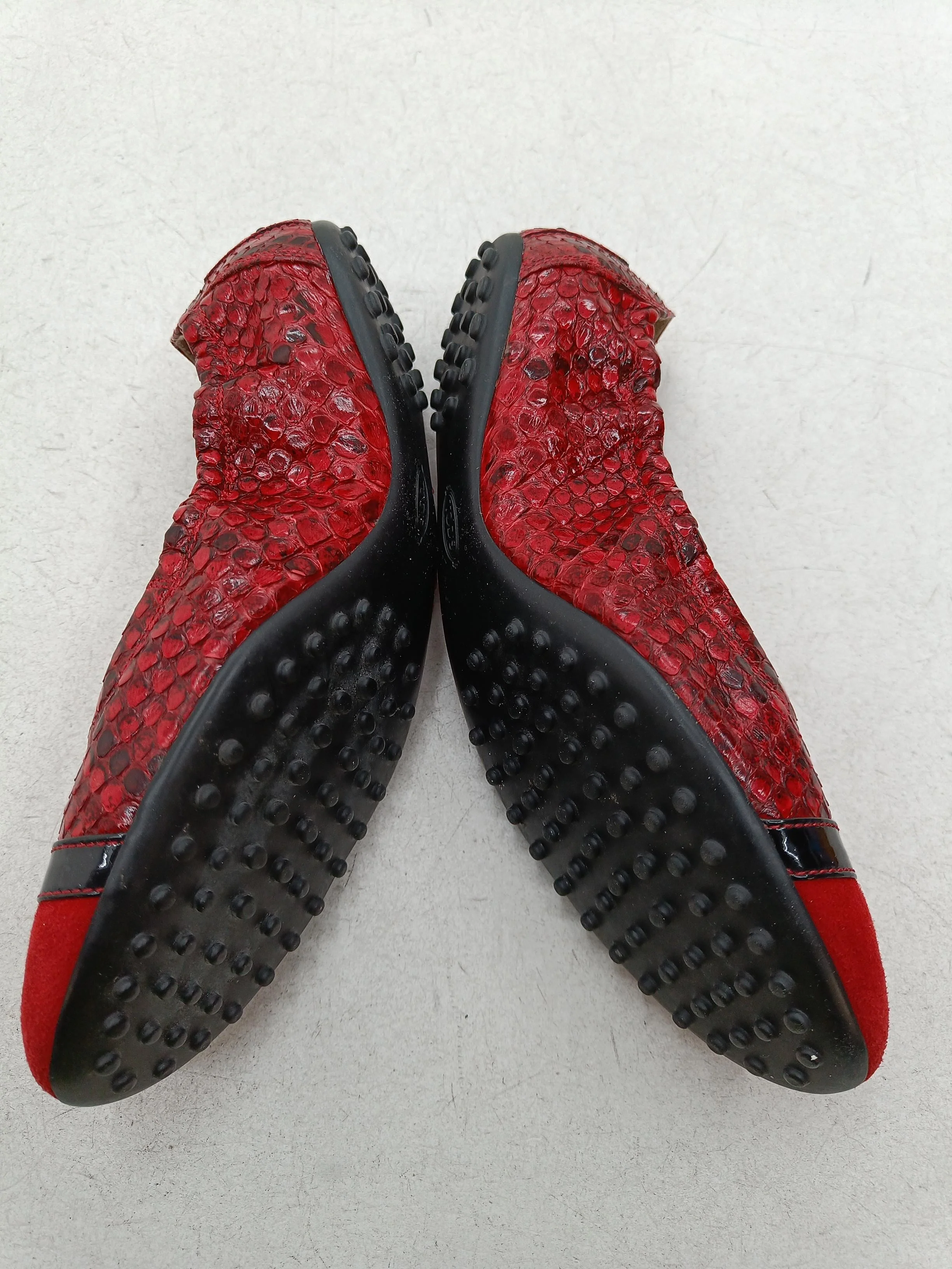Tod's Women's Flat Shoes UK 6 Red Animal Print Leather with Suede, Other Ballet - Image 7