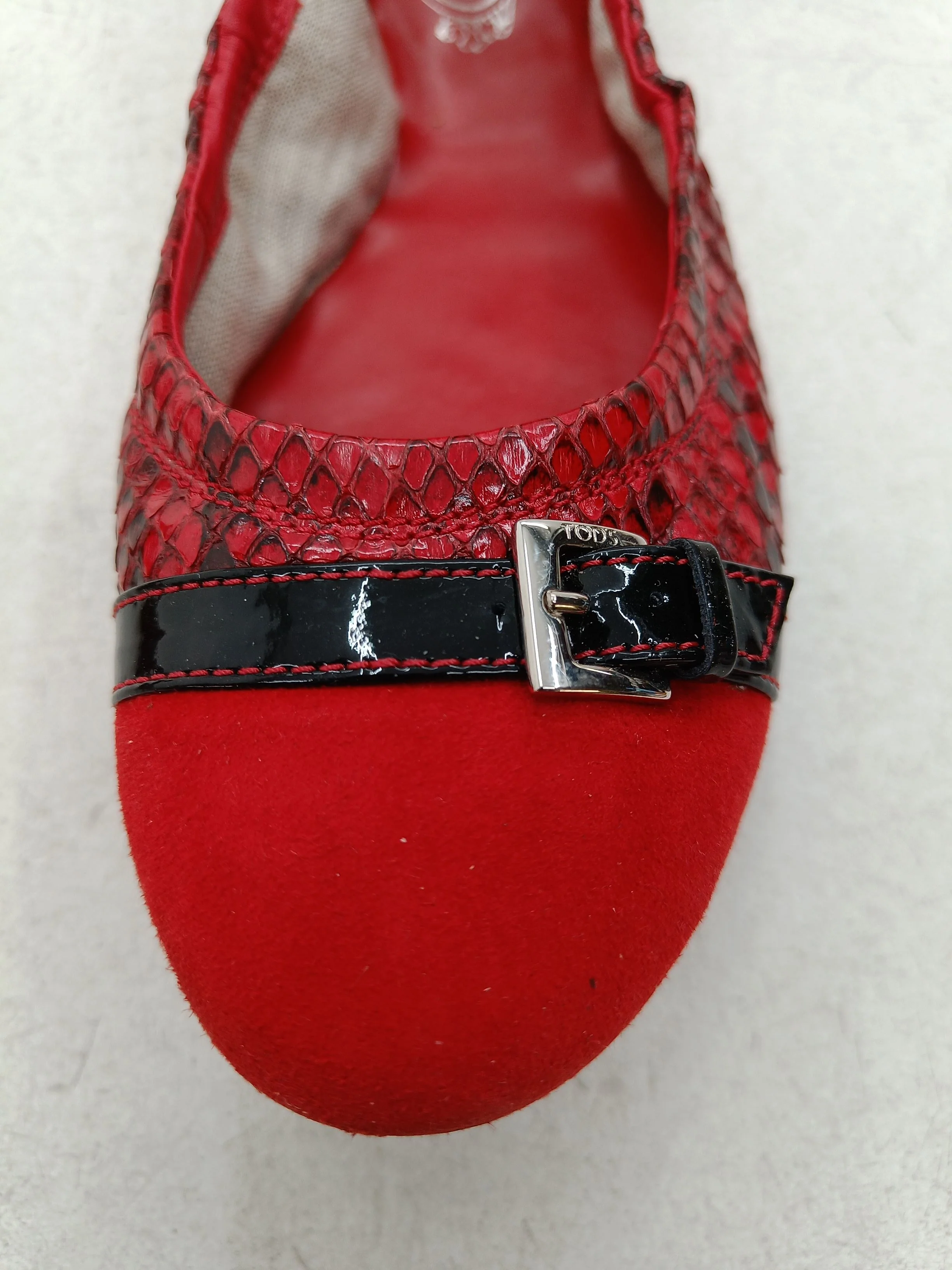 Tod's Women's Flat Shoes UK 6 Red Animal Print Leather with Suede, Other Ballet - Image 8