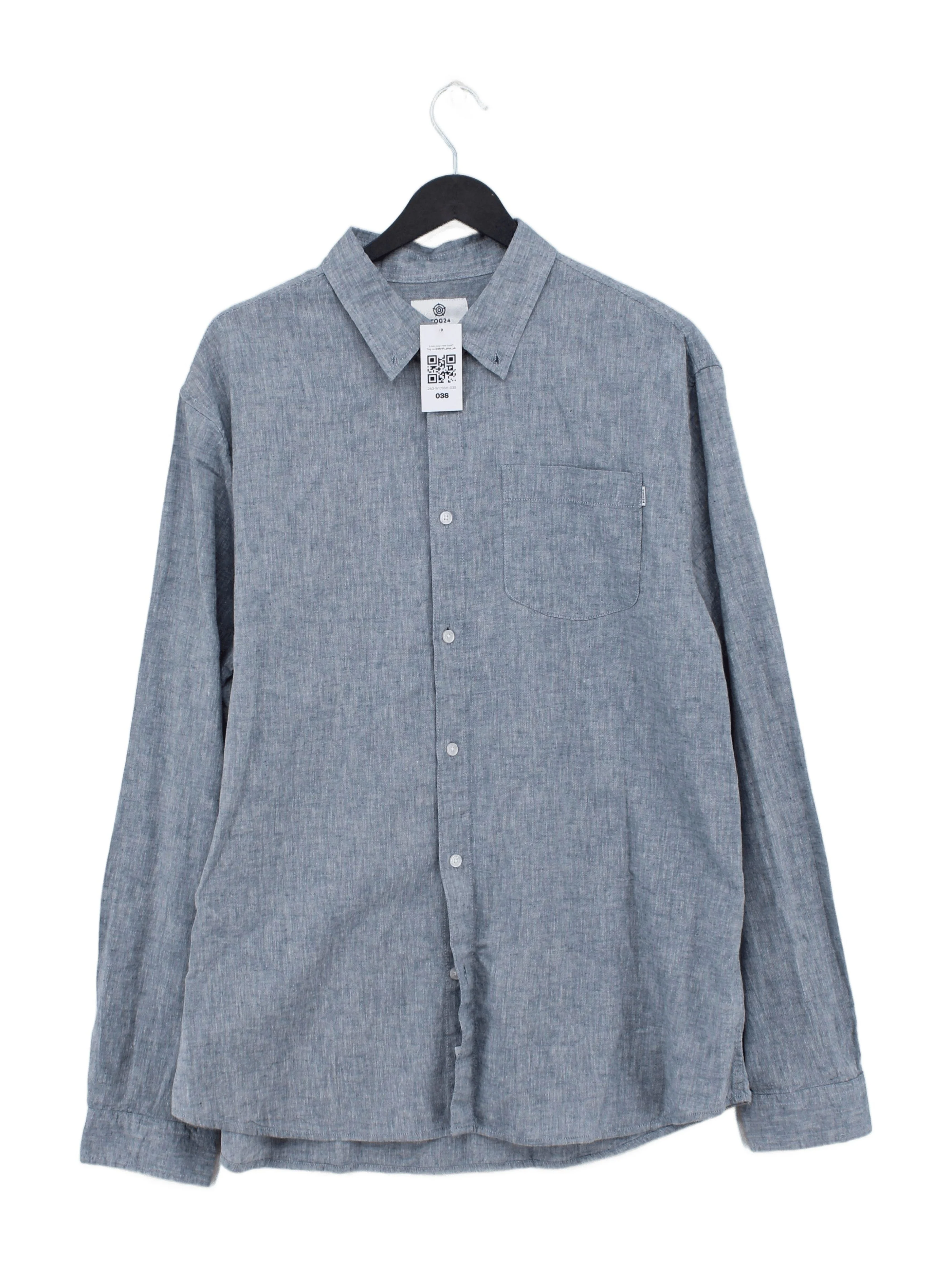 Tog24 Men's Shirt XL Blue Linen with Cotton Basic