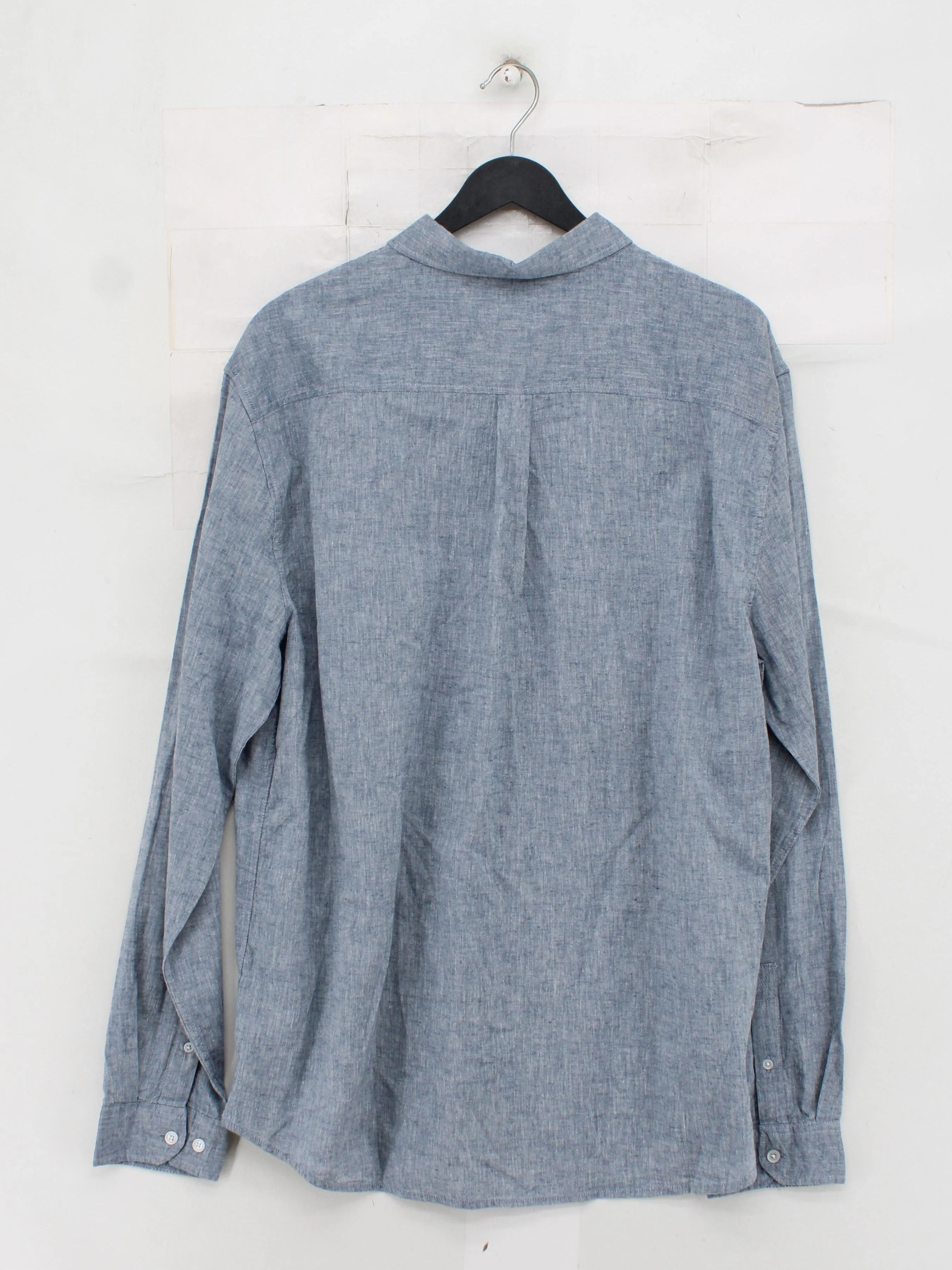 Tog24 Men's Shirt XL Blue Linen with Cotton Basic - Image 2