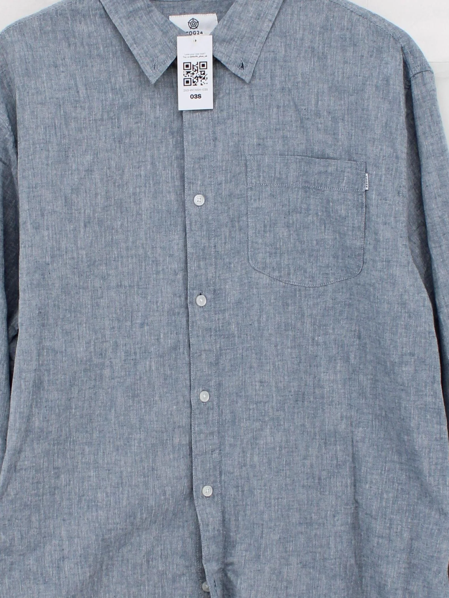 Tog24 Men's Shirt XL Blue Linen with Cotton Basic - Image 3