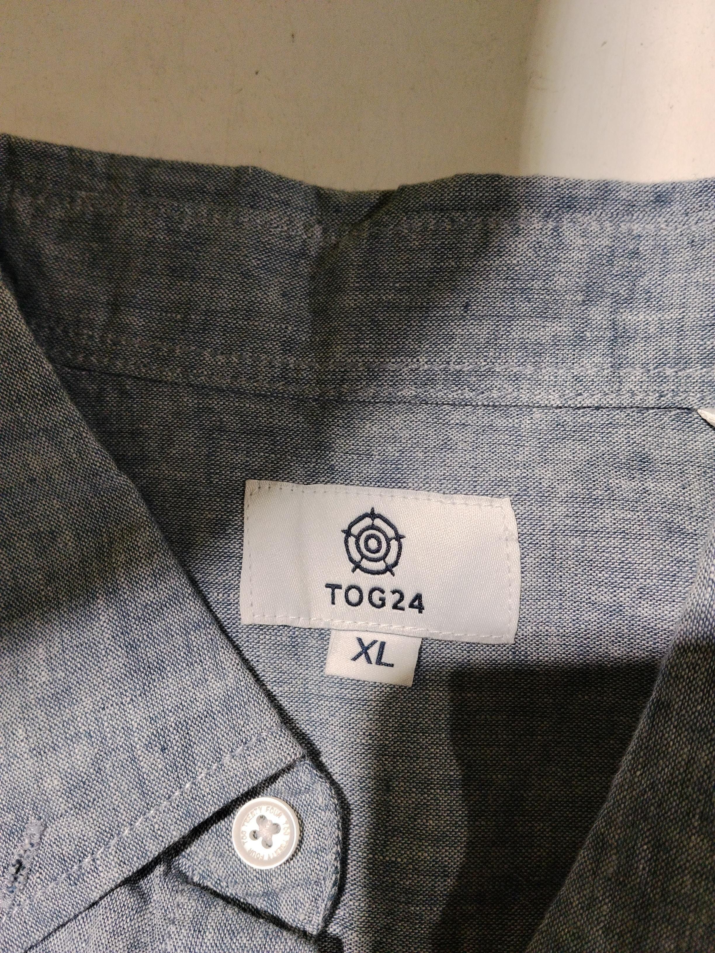 Tog24 Men's Shirt XL Blue Linen with Cotton Basic - Image 5