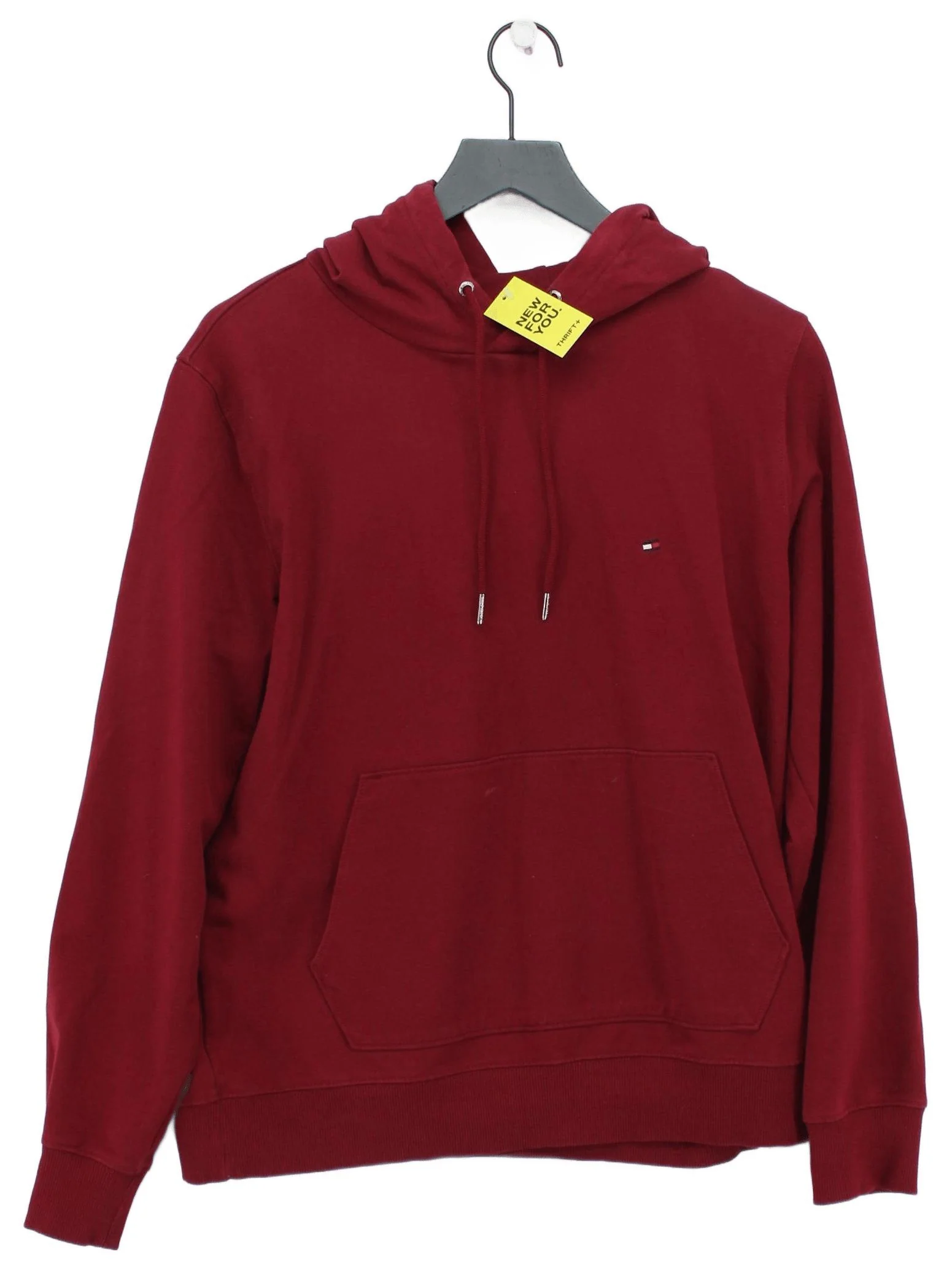 Tommy Hilfiger Men's Hoodie L Red Cotton with Elastane Pullover