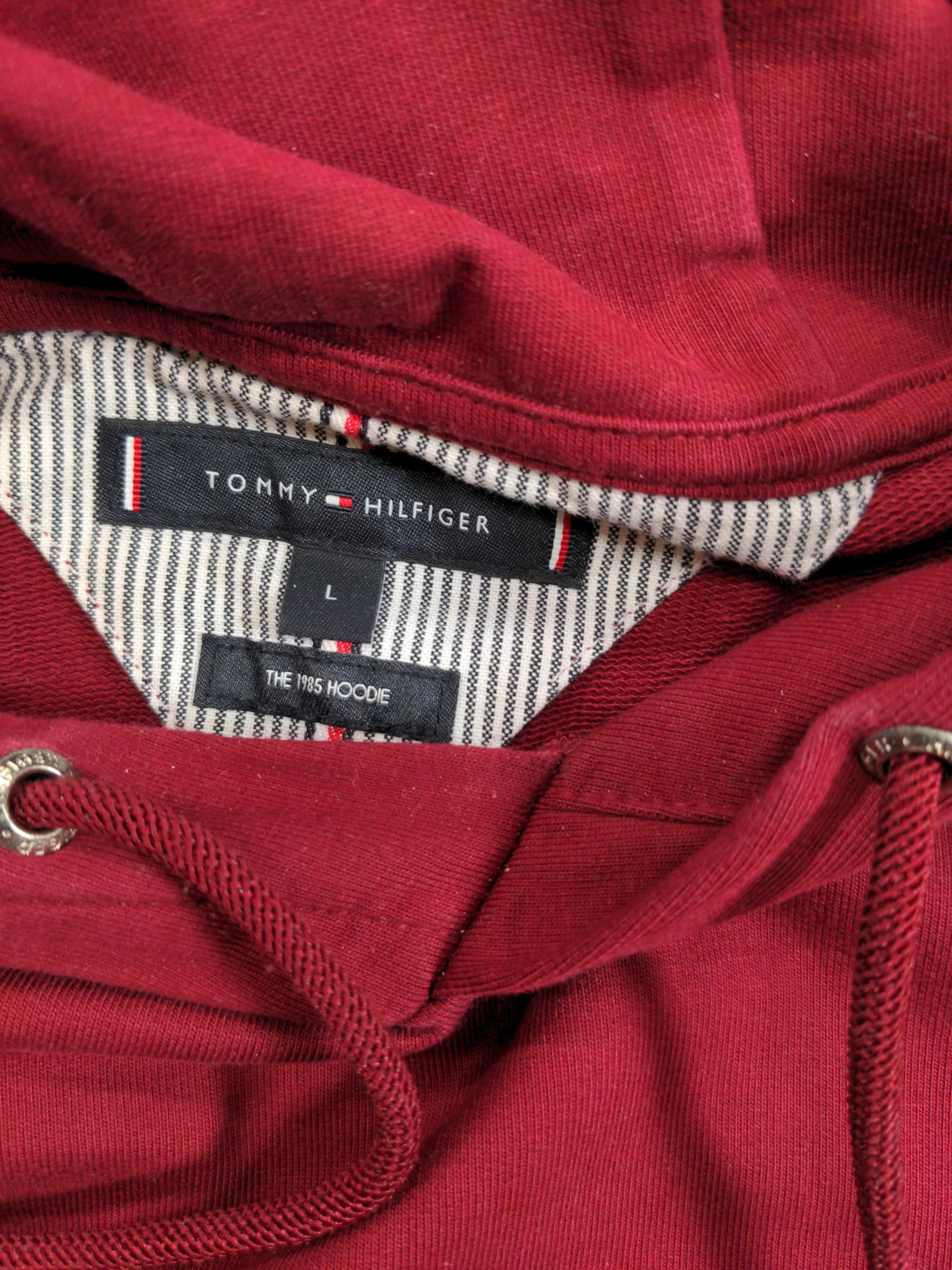 Tommy Hilfiger Men's Hoodie L Red Cotton with Elastane Pullover - Image 6
