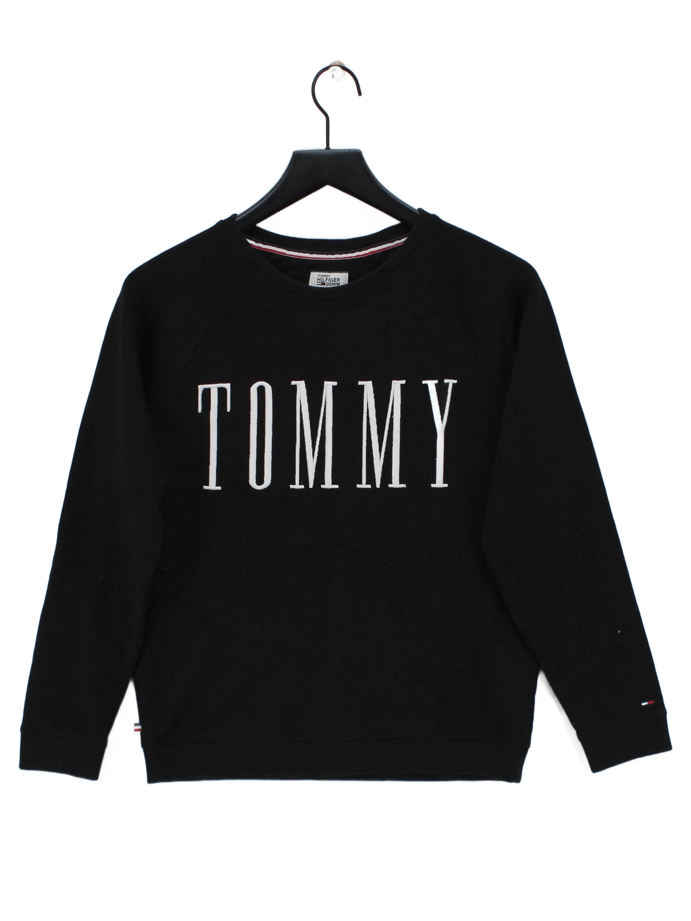 Tommy Hilfiger Men's Hoodie S Black Graphic Cotton with Polyester Pullover
