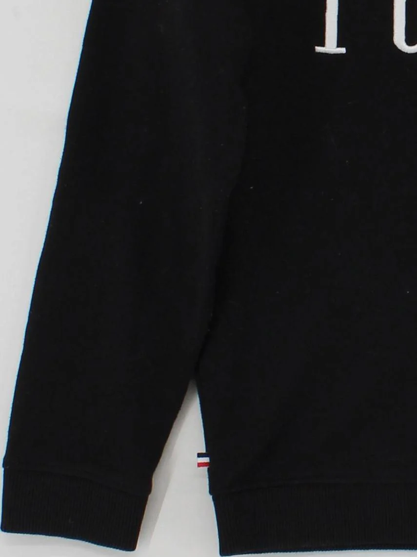 Tommy Hilfiger Men's Hoodie S Black Graphic Cotton with Polyester Pullover - Image 4