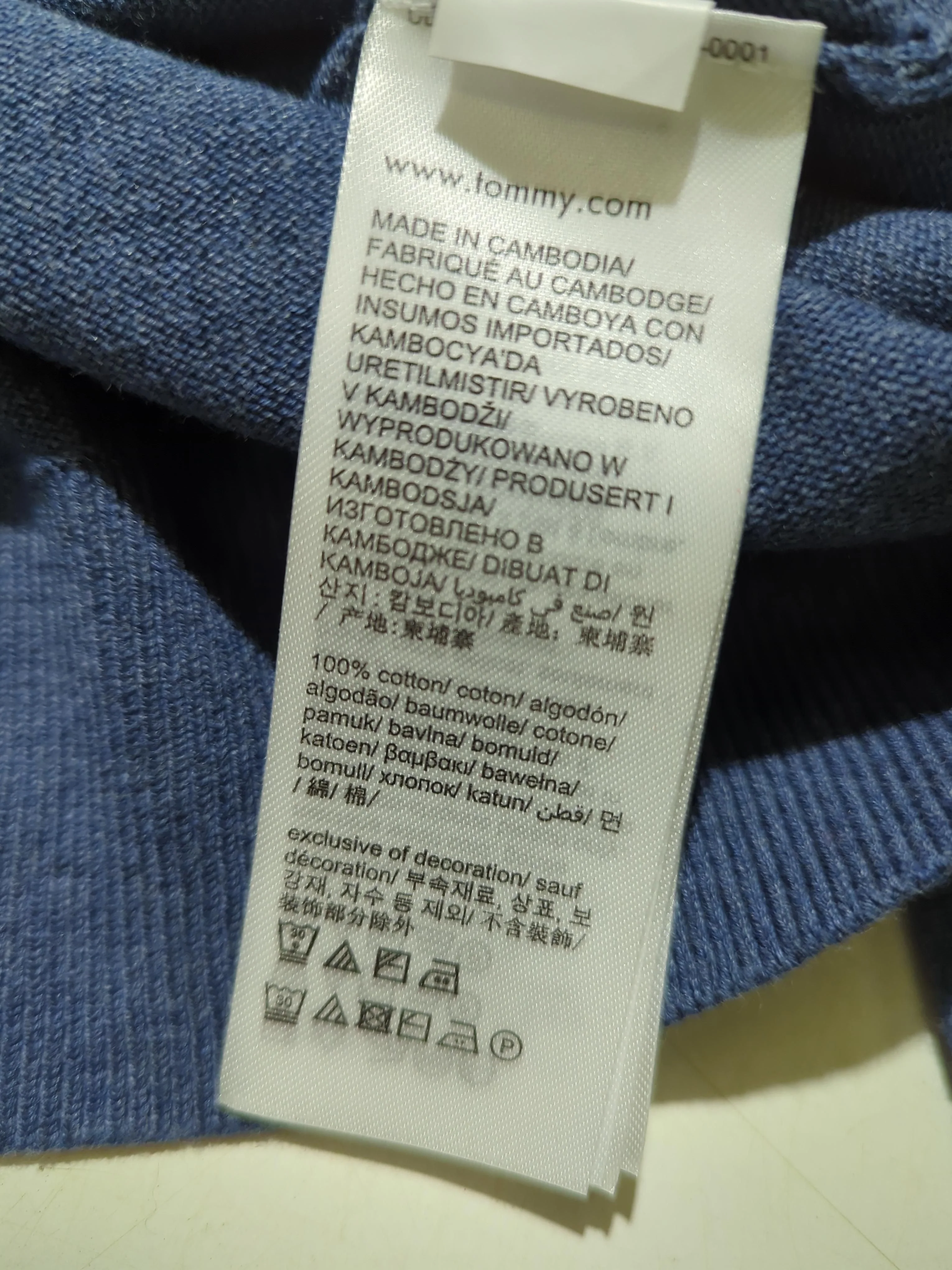 Tommy Hilfiger Men's Jumper L Blue 100% Cotton V-Neck Pullover - Image 6