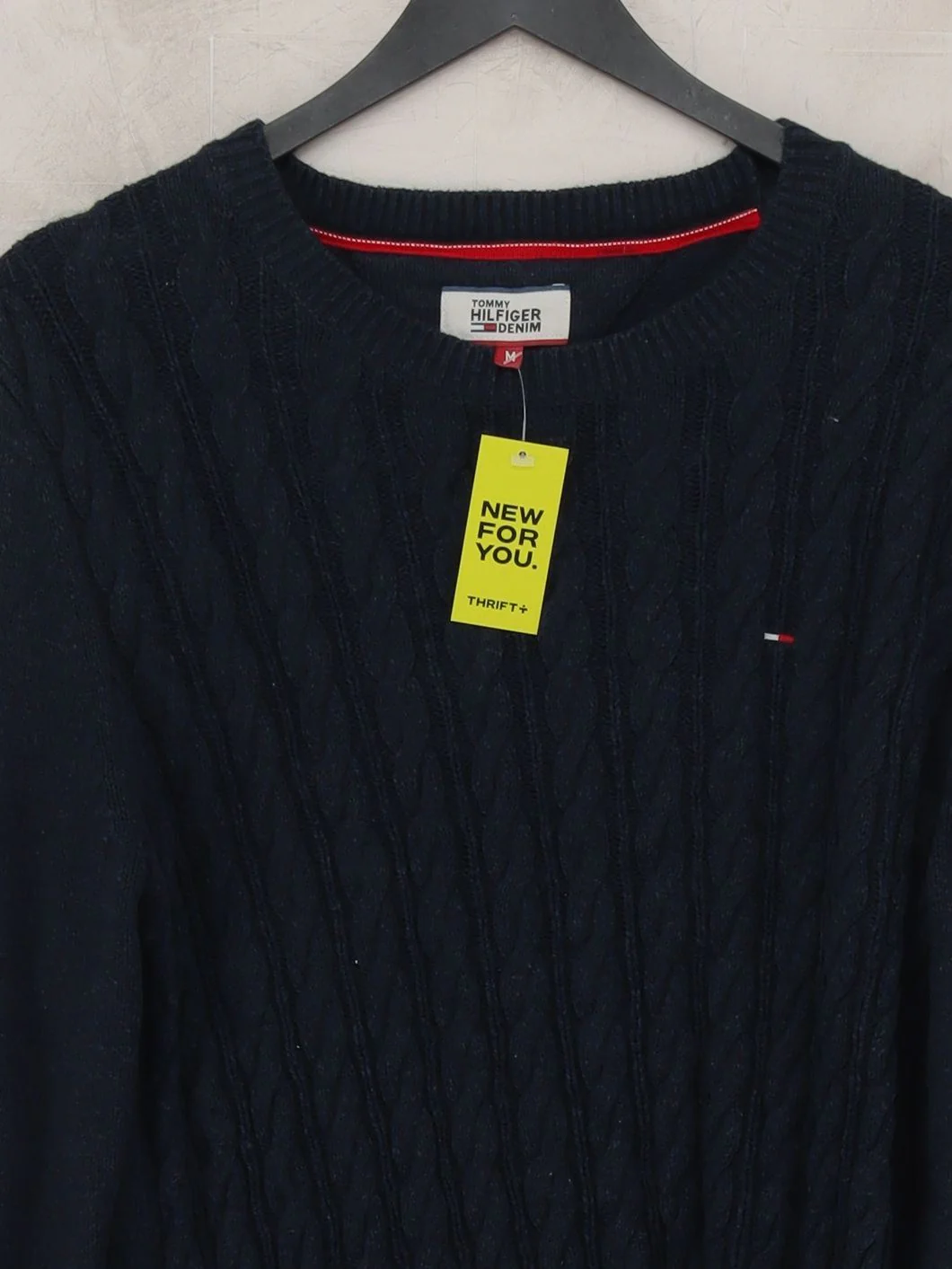 Tommy Hilfiger Men's Jumper M Blue 100% Cotton V-Neck Pullover - Image 3