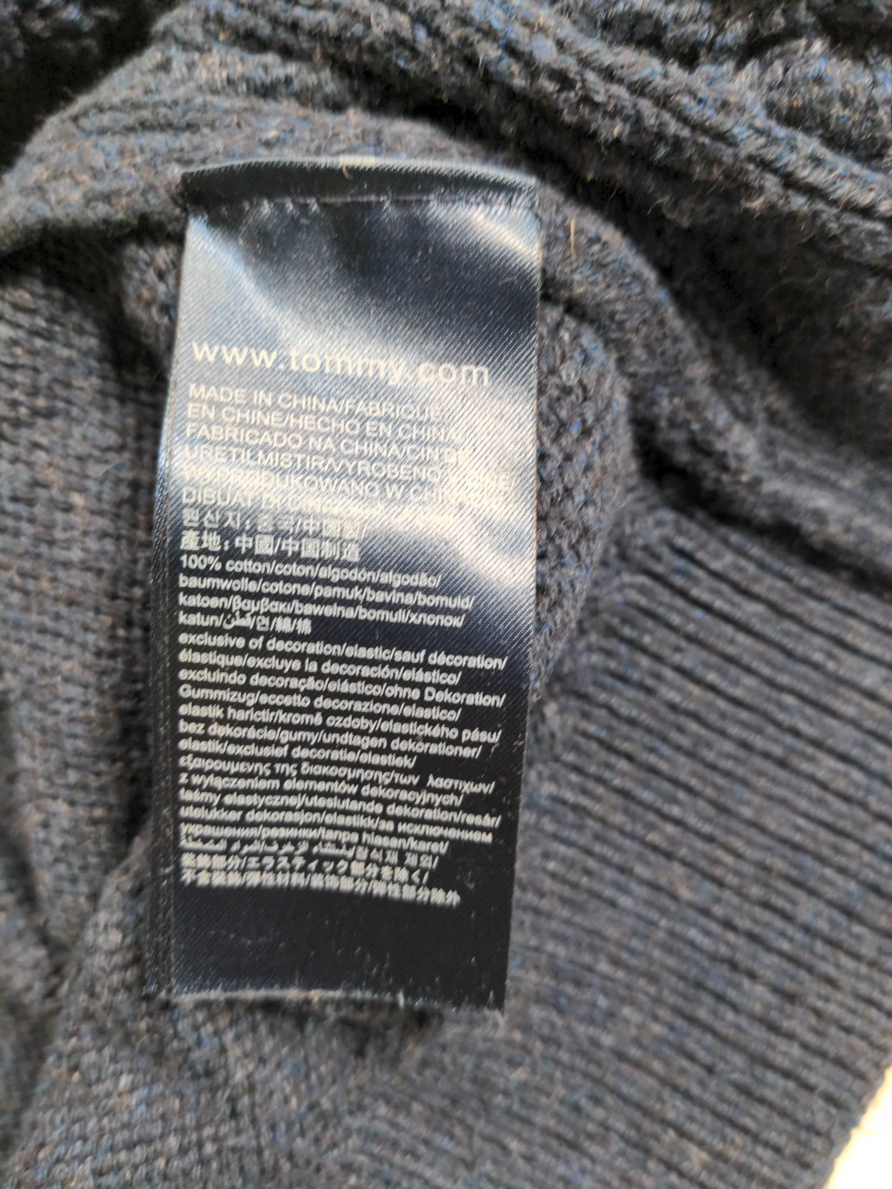 Tommy Hilfiger Men's Jumper M Blue 100% Cotton V-Neck Pullover - Image 7