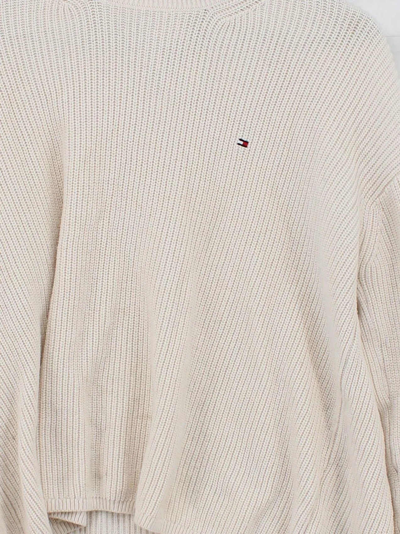 Tommy Hilfiger Men's Jumper M Cream 100% Cotton High Neck Pullover - Image 3