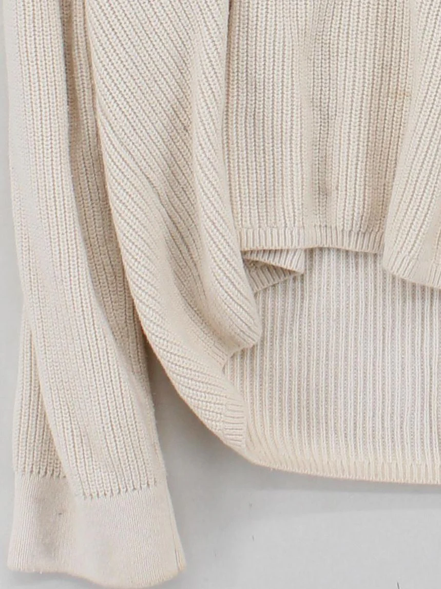 Tommy Hilfiger Men's Jumper M Cream 100% Cotton High Neck Pullover - Image 4