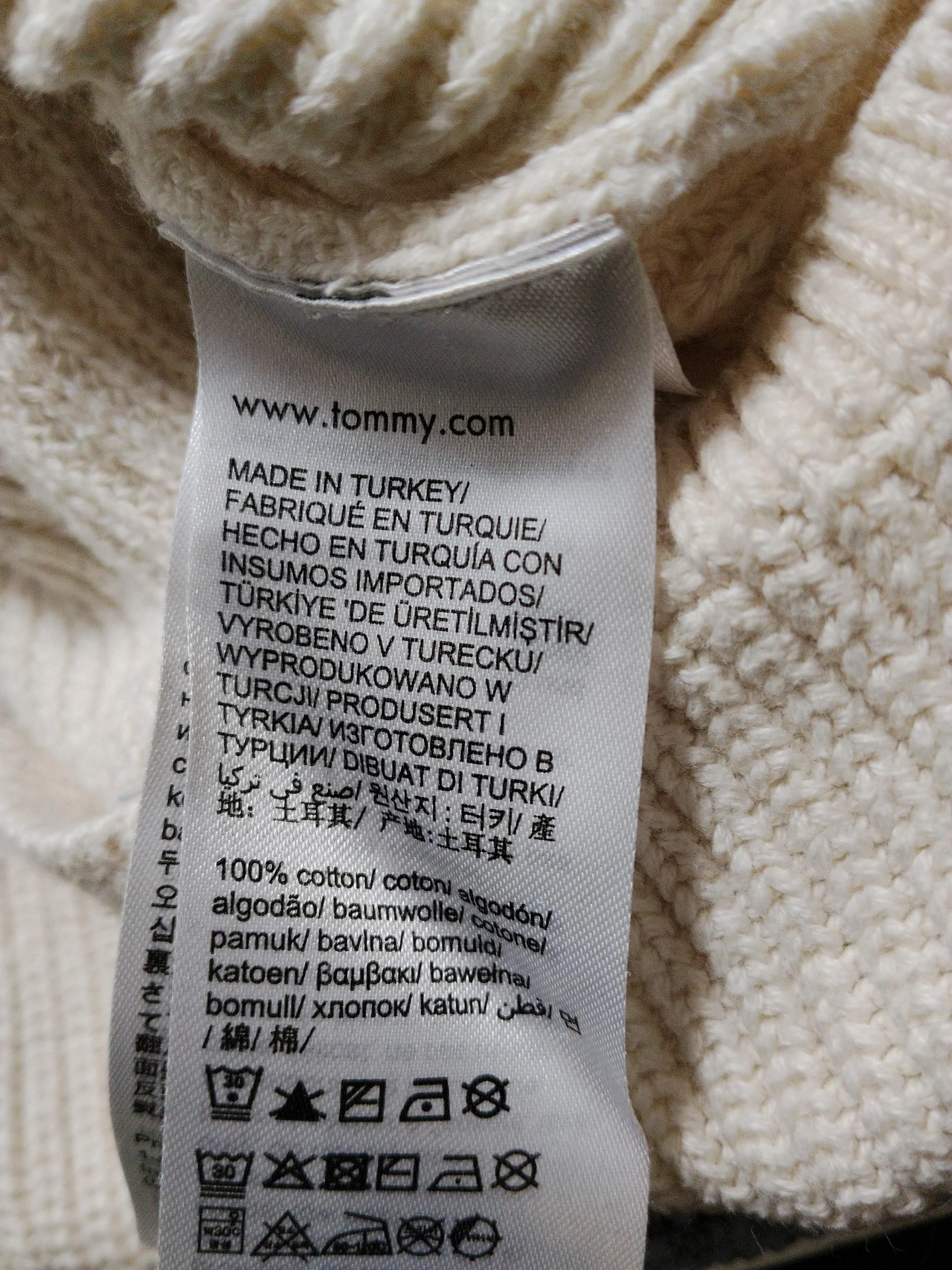 Tommy Hilfiger Men's Jumper M Cream 100% Cotton High Neck Pullover - Image 7