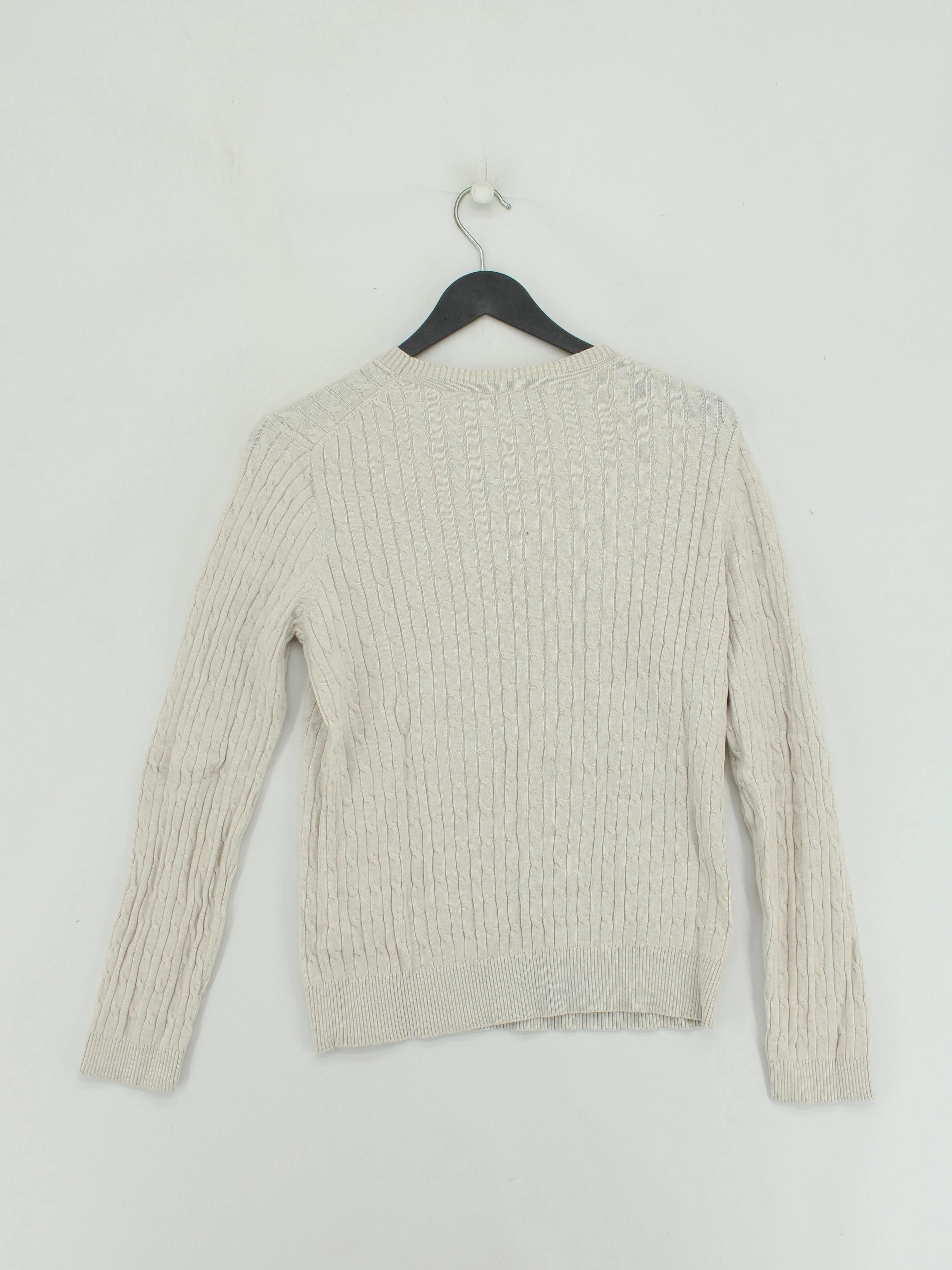 Tommy Hilfiger Men's Jumper M Cream 100% Cotton Round Neck Pullover - Image 2