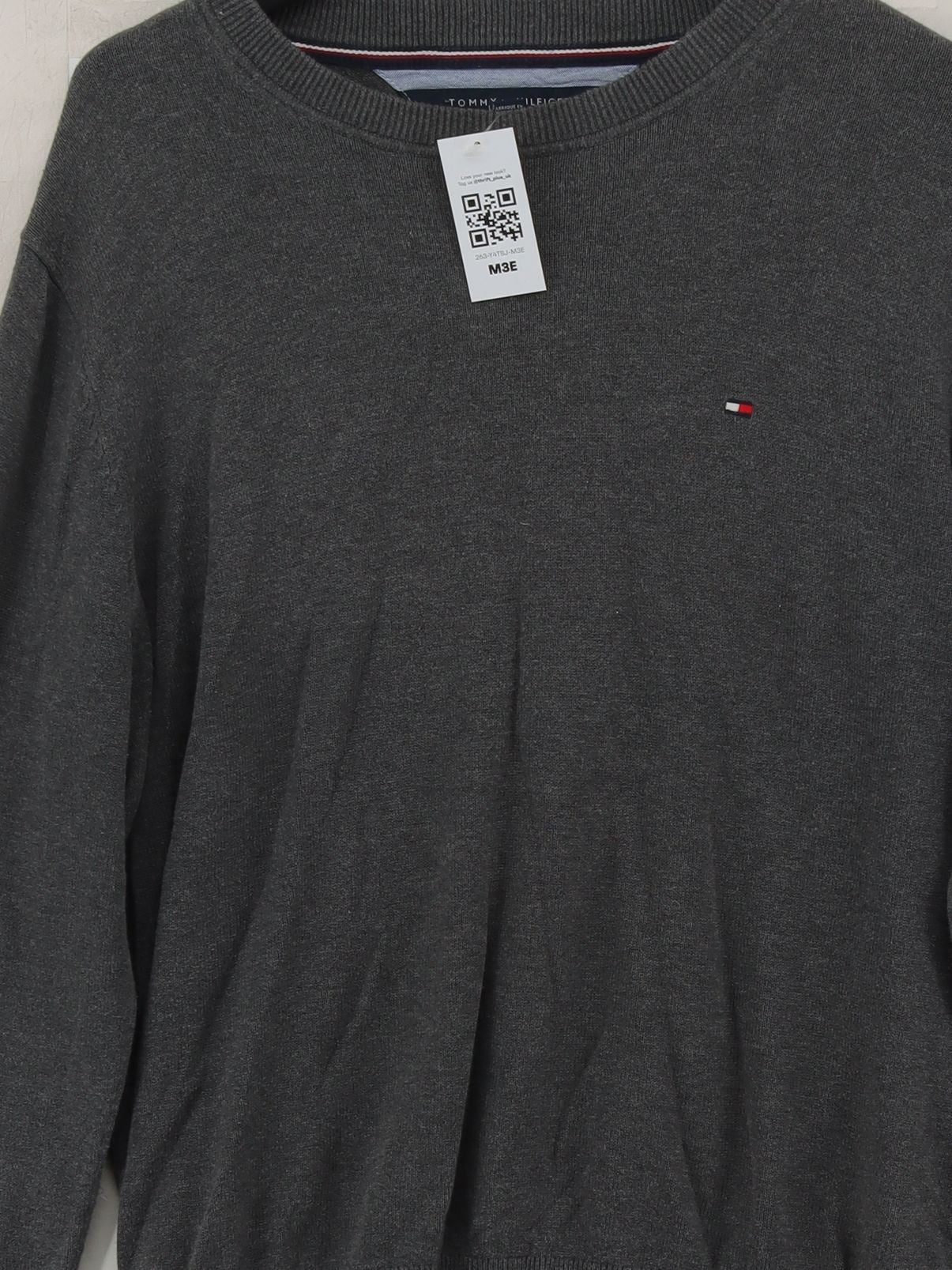 Tommy Hilfiger Men's Jumper M Grey 100% Cotton Crew Neck Pullover - Image 3