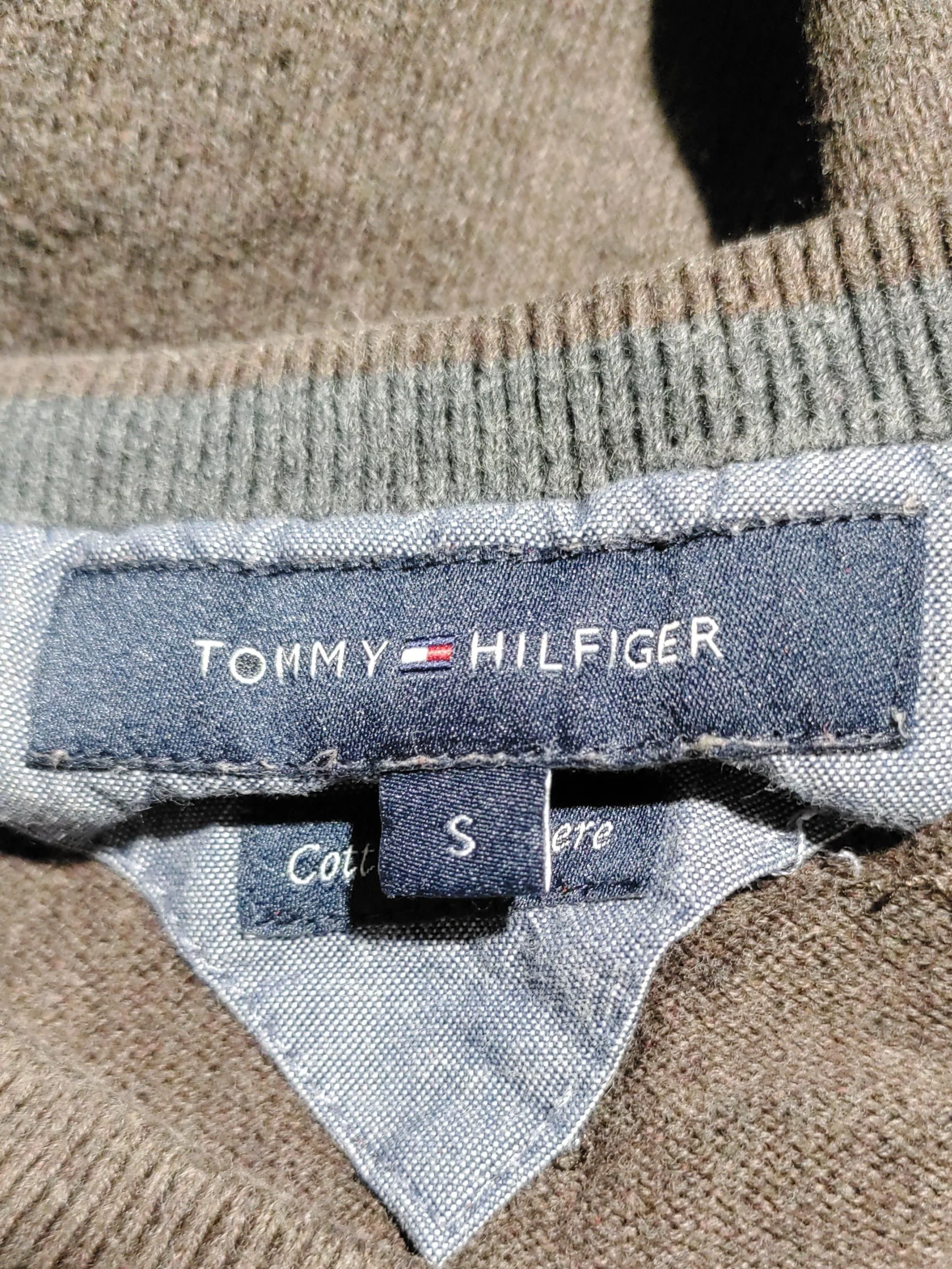 Tommy Hilfiger Men's Jumper S Brown Cotton with Cashmere V-Neck Pullover - Image 8