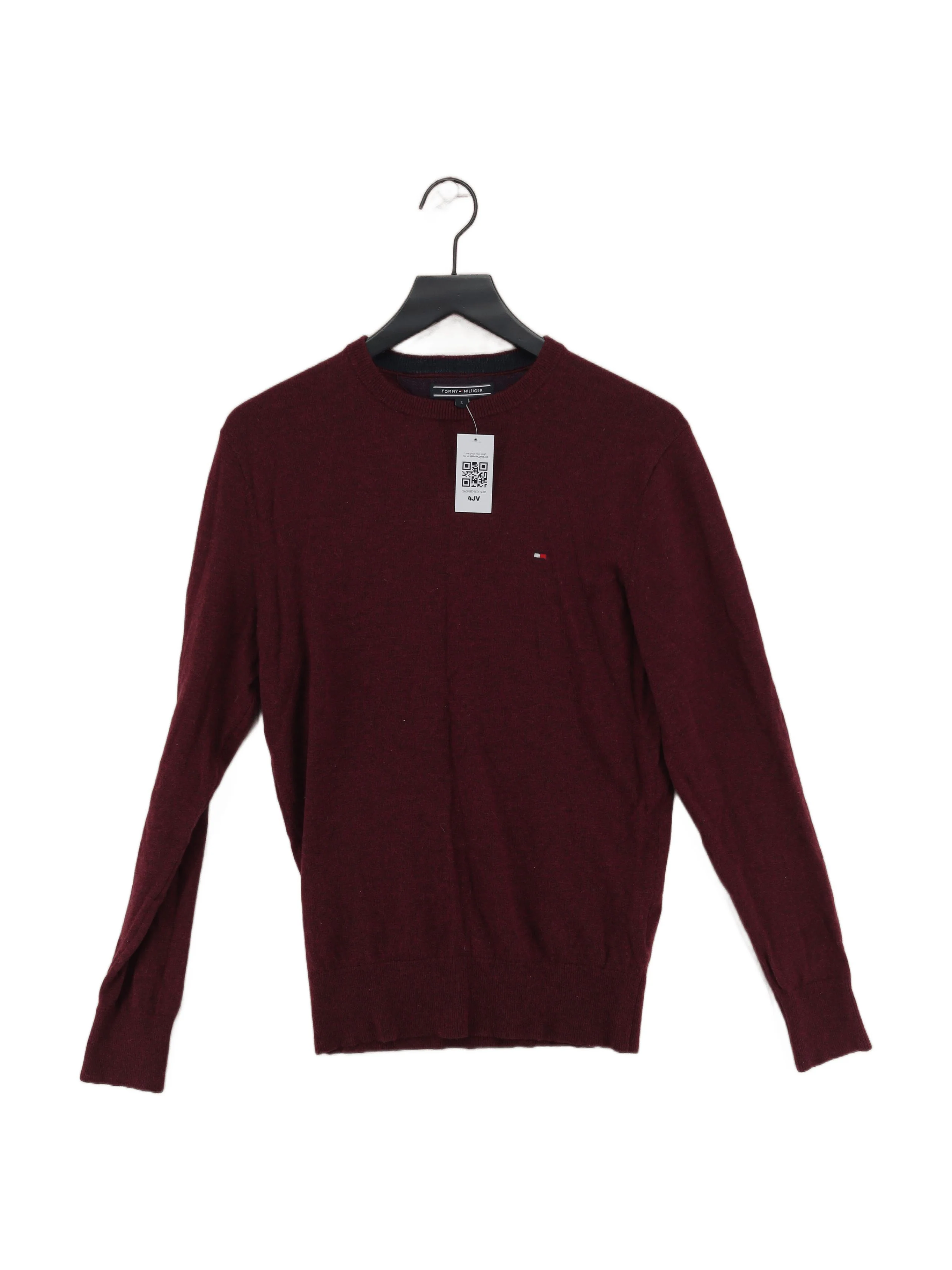 Tommy Hilfiger Men's Jumper S Red Wool with Nylon, Elastane Round Neck Pullover