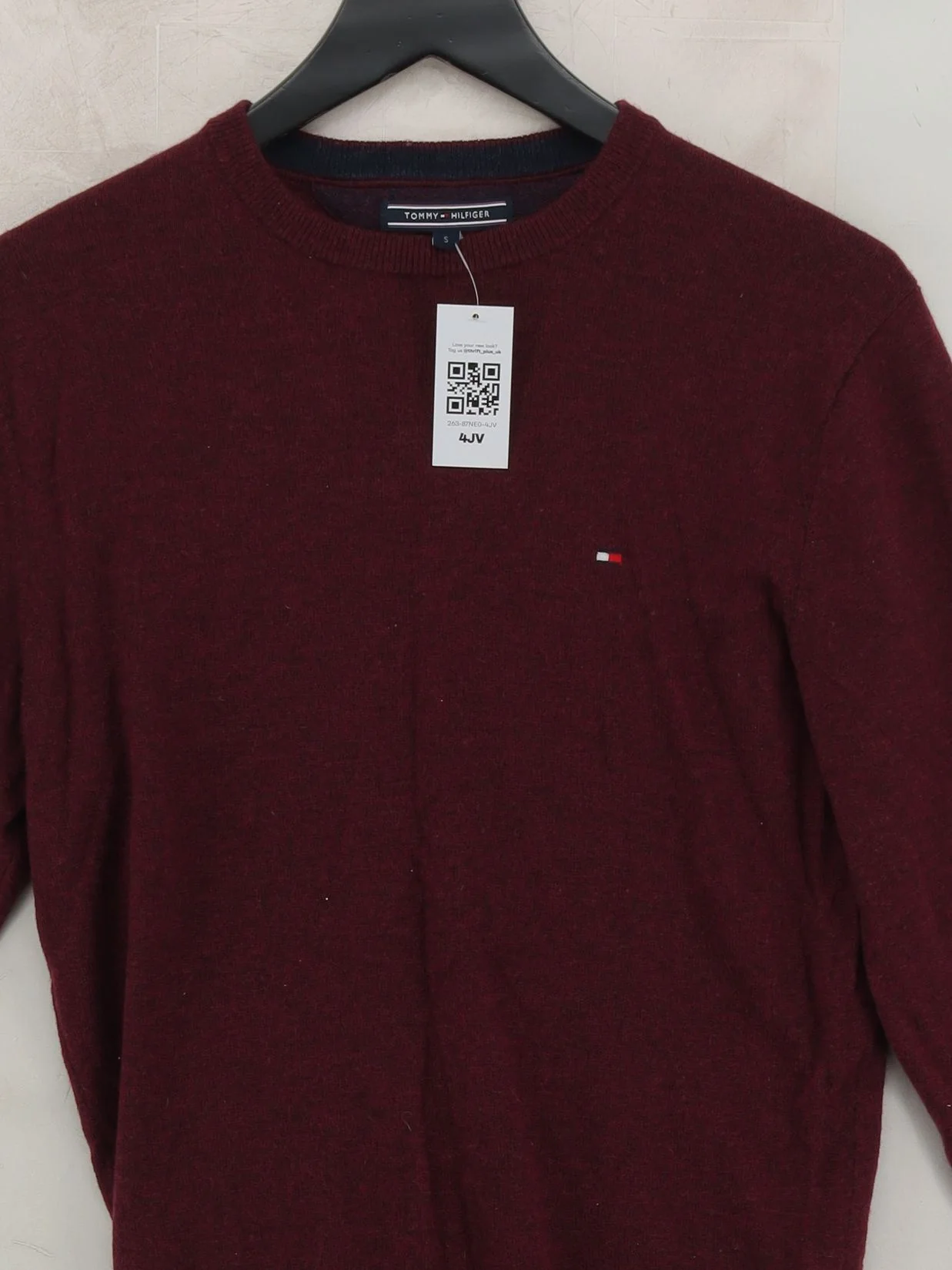 Tommy Hilfiger Men's Jumper S Red Wool with Nylon, Elastane Round Neck Pullover - Image 3