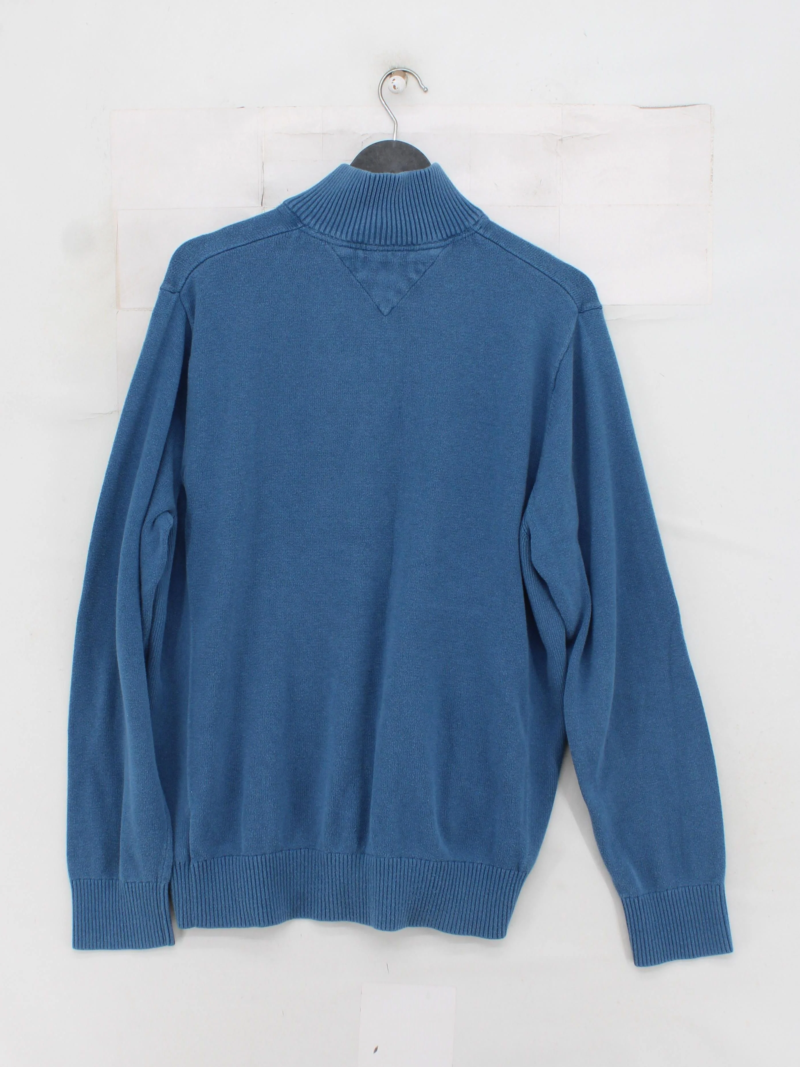 Tommy Hilfiger Men's Jumper XL Blue 100% Cotton Mock Neck Pullover - Image 2